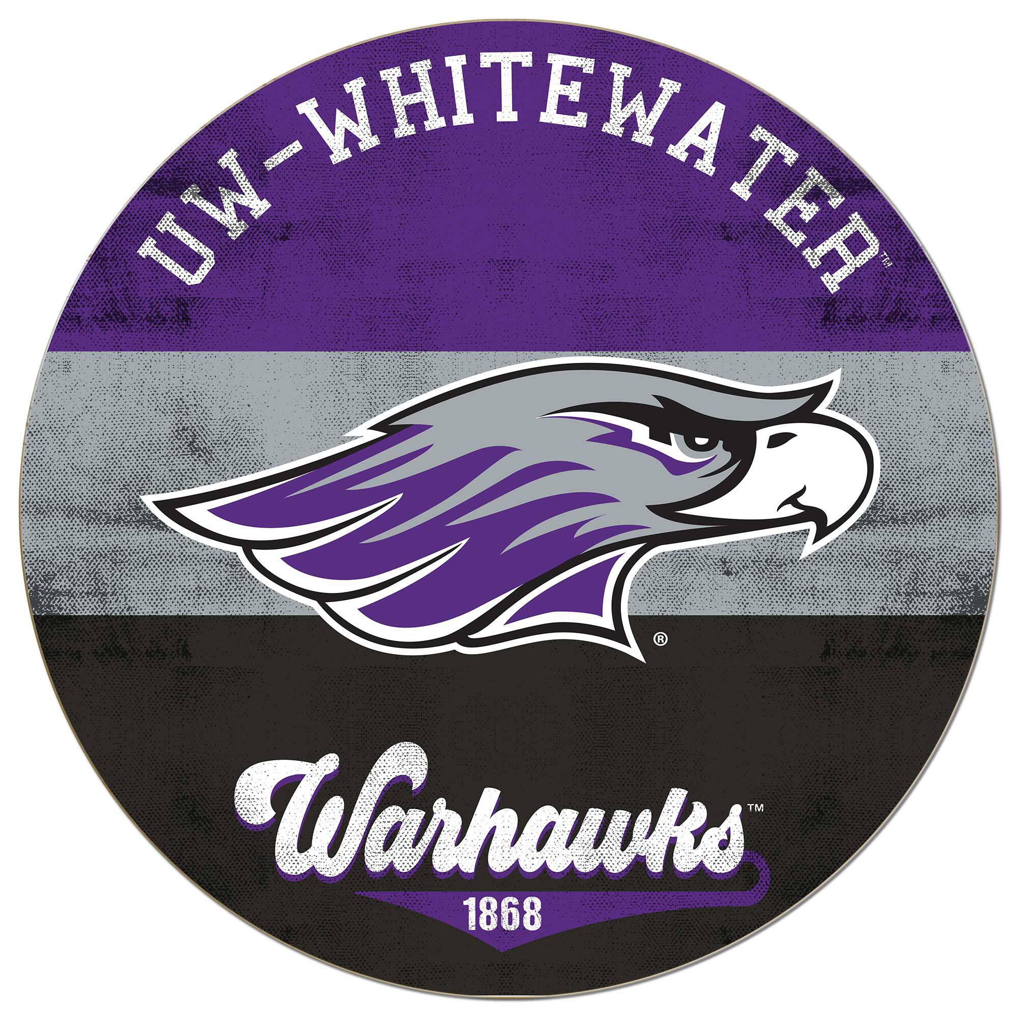 Wisconsin-Whitewater Warhawks 20'' x 20'' Retro Logo Circle Sign