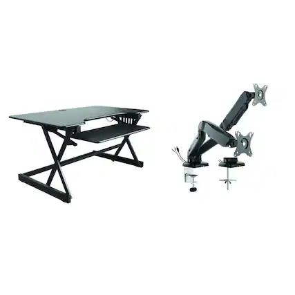 Front. Rocelco - 40" Height Adjustable Standing Desk Converter - Black.