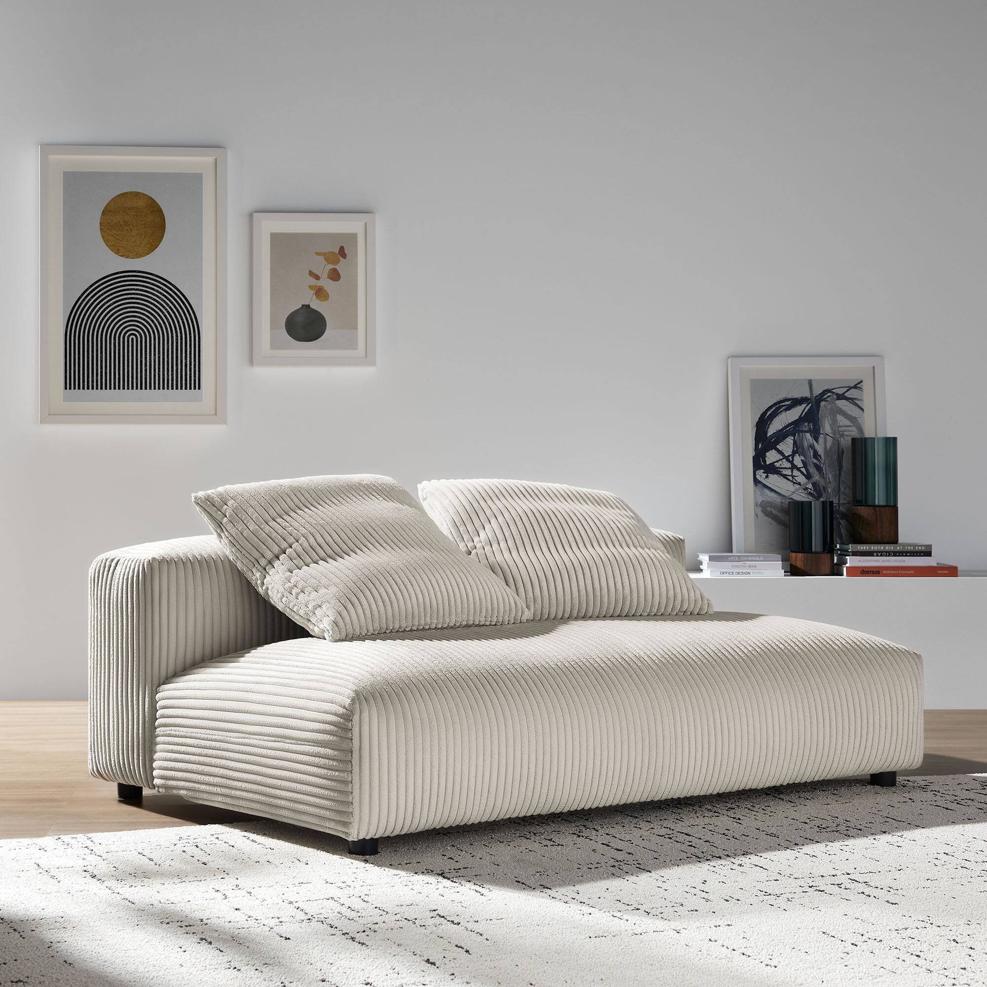 Alt View 7. Modway - Solace Modular Corduroy Upholstered Armless Loveseat by Modway - Almond.