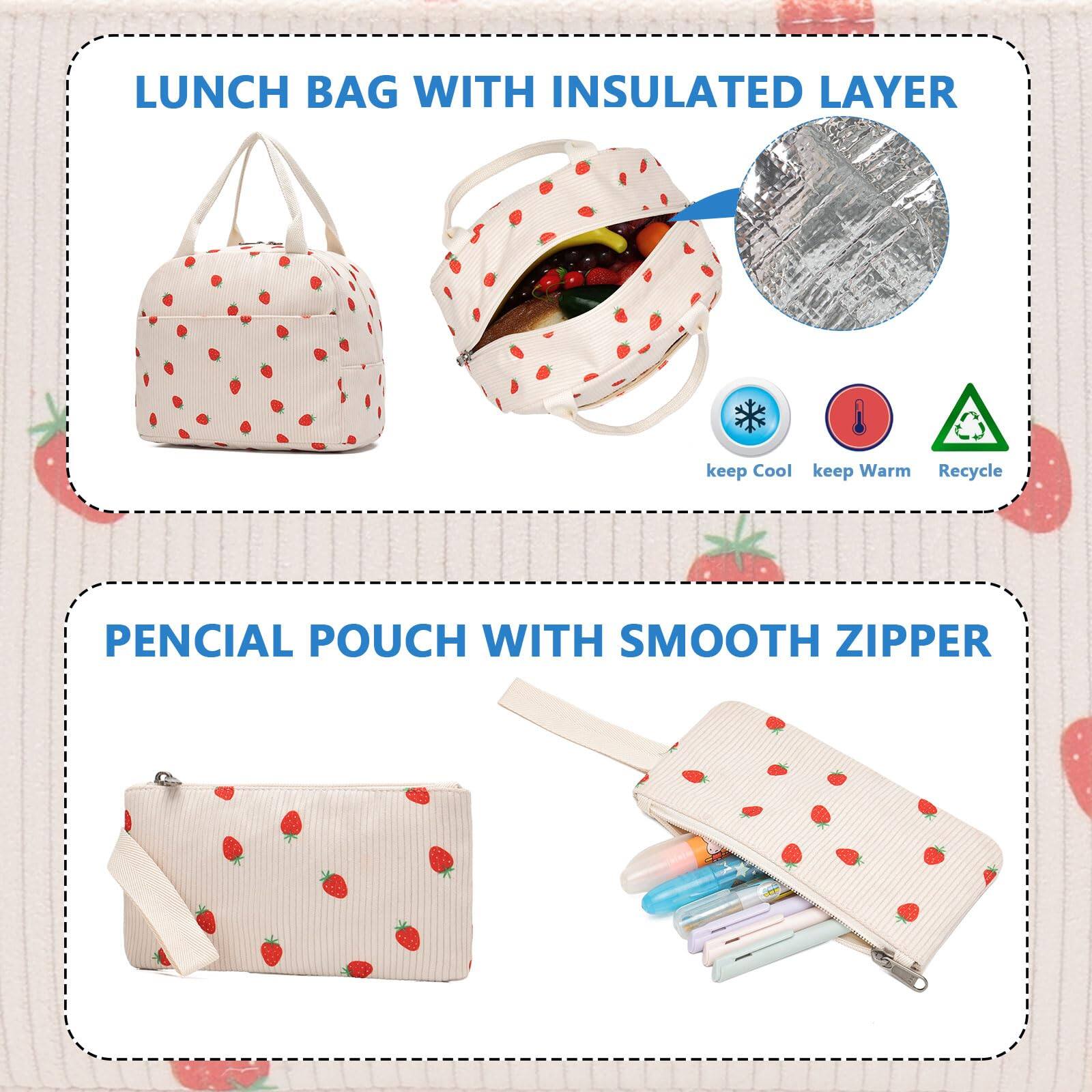 Back. Stamp n Camp - School Backpack Teens Book Bags With Lunch Box And Pencil Bag  Strawberry - Blue-black Galaxy.