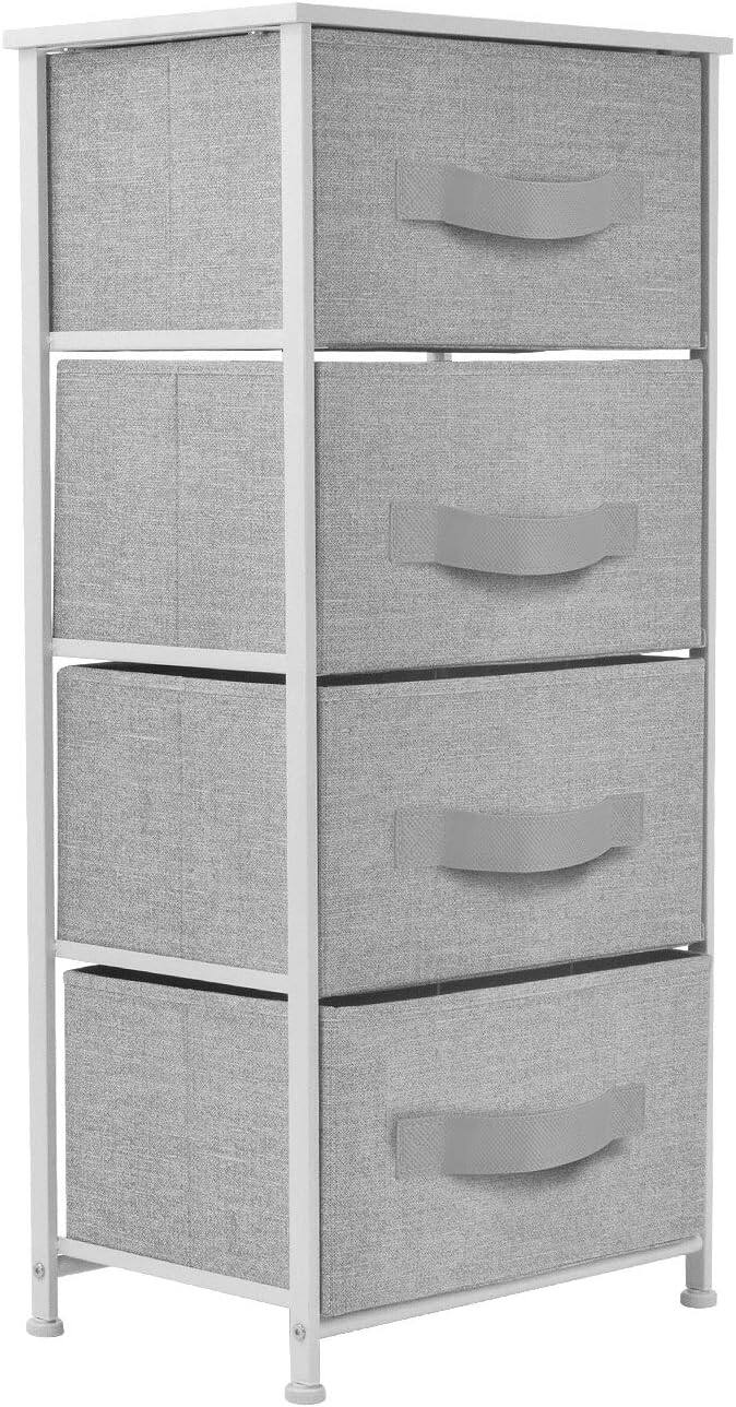 Alt View 2. Sorbus - Sorbus Nightstand with 4 Drawers, Bedside Furniture & Night Stand Dresser with Steel Frame, Wood Top, Fabric Bins - White.