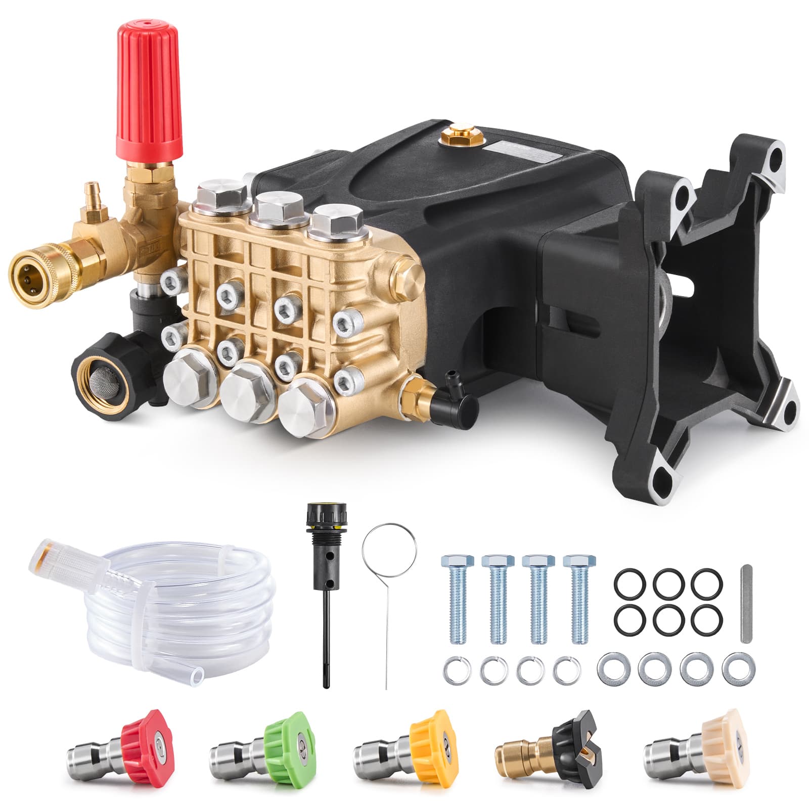 VEVOR - Pressure Washer Pump, 1" Shaft Horizontal Triplex Plunger, 4200 PSI, 4.2GPM, Replacement Power Washer Pumps Kit - Black