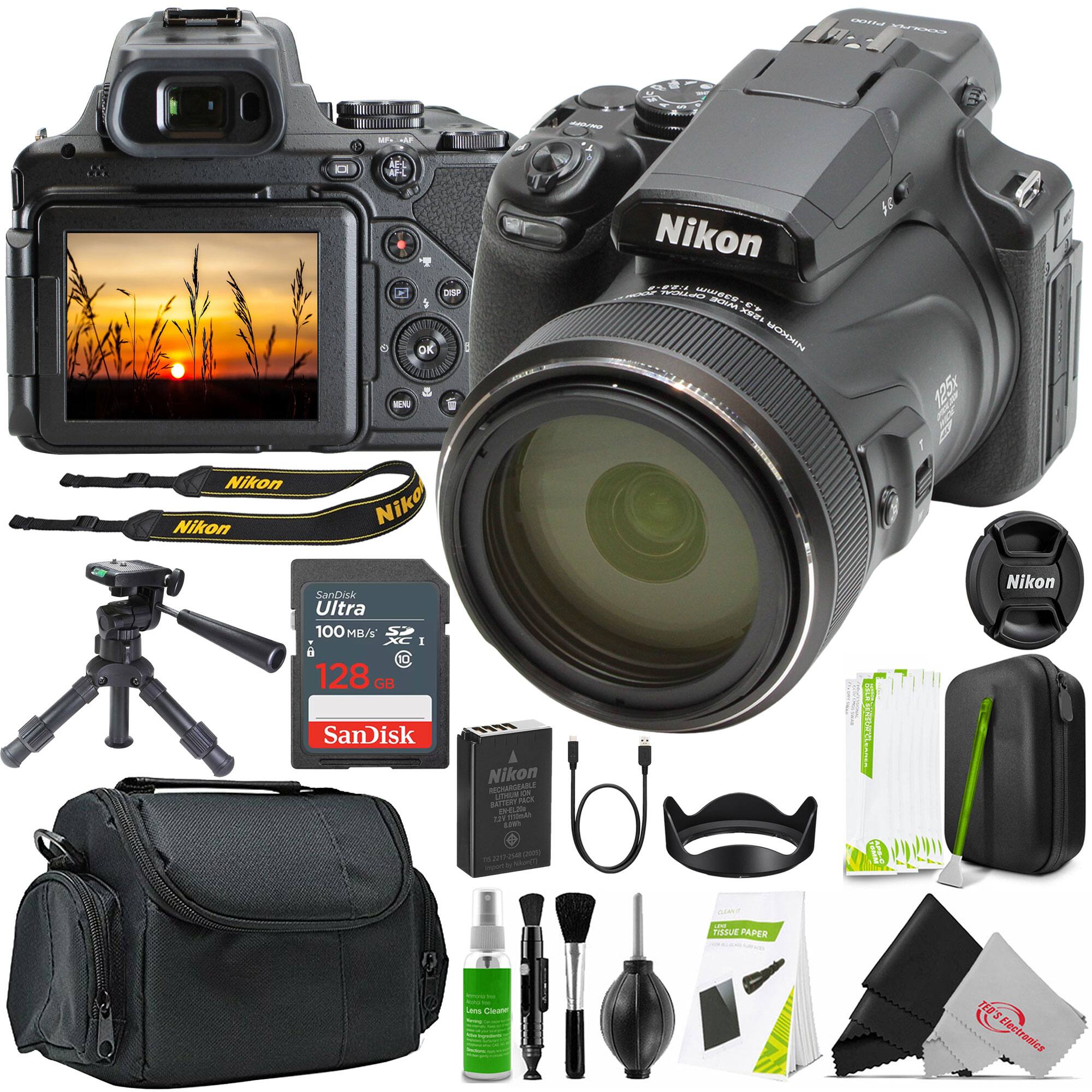 Nikon - COOLPIX P1100 16MP Digital Camera Best Travel Kit - Black