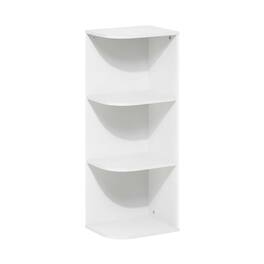 FurniFact - 3-Tier Corner Open Shelf Bookcase with Wooden Shelves - White