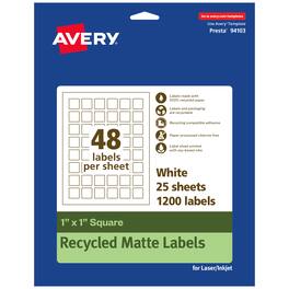 Avery - EcoFriendly Square Labels, 1" x 1", 1,200ct - White