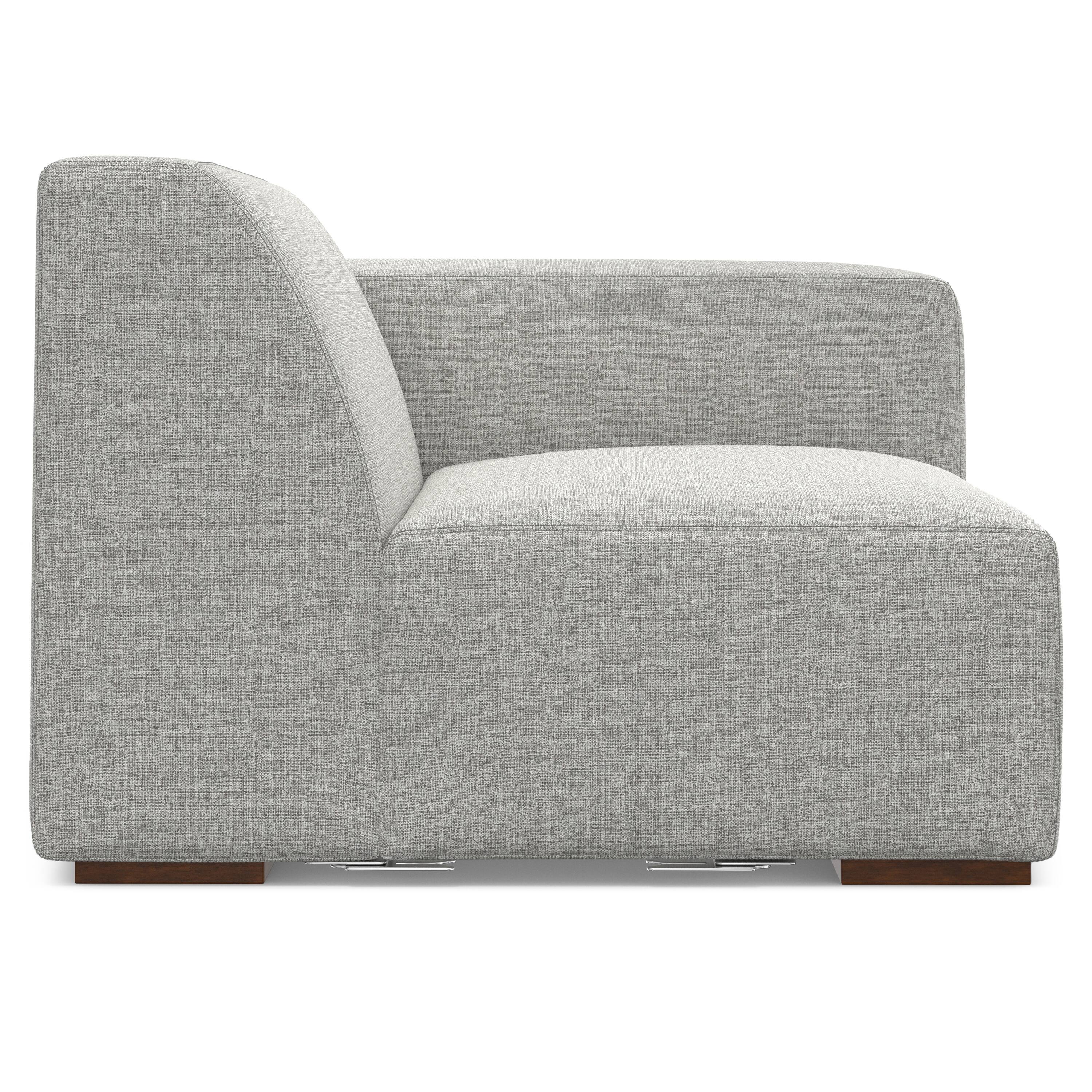 Alt View 1. Simpli Home - Rex Right-Arm Sofa Module in Tightly Woven Performance Fabric - Pale Grey.
