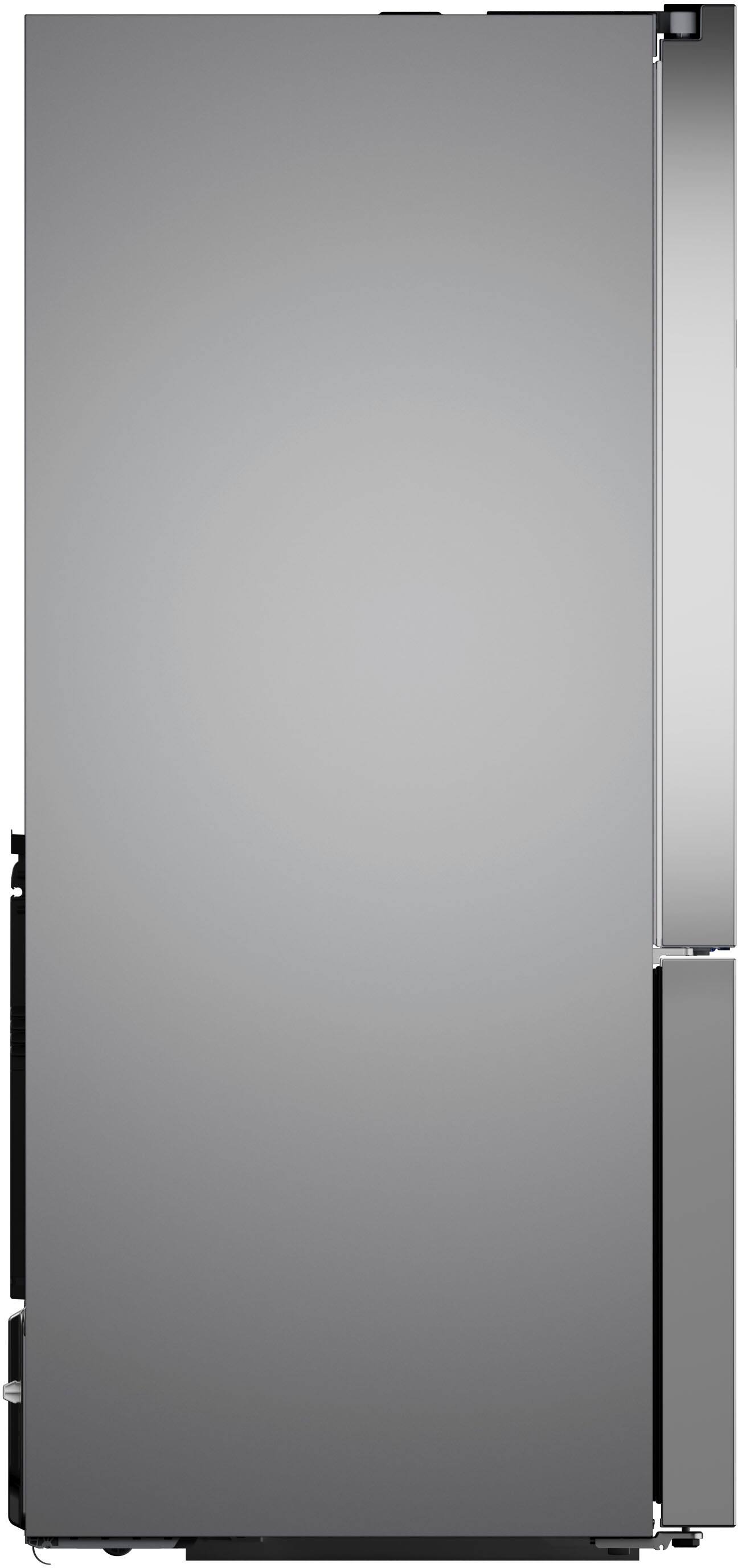 Angle. Bosch - 100 Series 26 Cu. Ft. Bottom-Freezer French Door Smart Refrigerator with External Ice and Water - Stainless Steel.