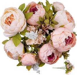 Zulay Kitchen - Peony Artificial Flowers for Decoration by Simple Craft - Light Pink