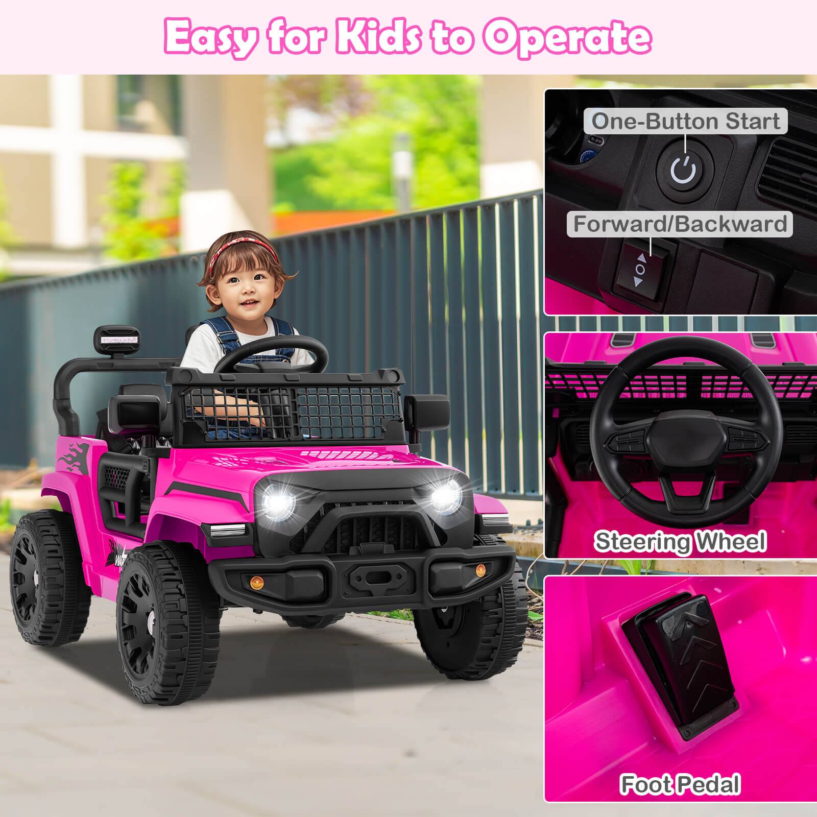Easy for Kids to Operate

- One-Button Start
- Forward/Backward
- Steering Wheel
- Foot Pedal