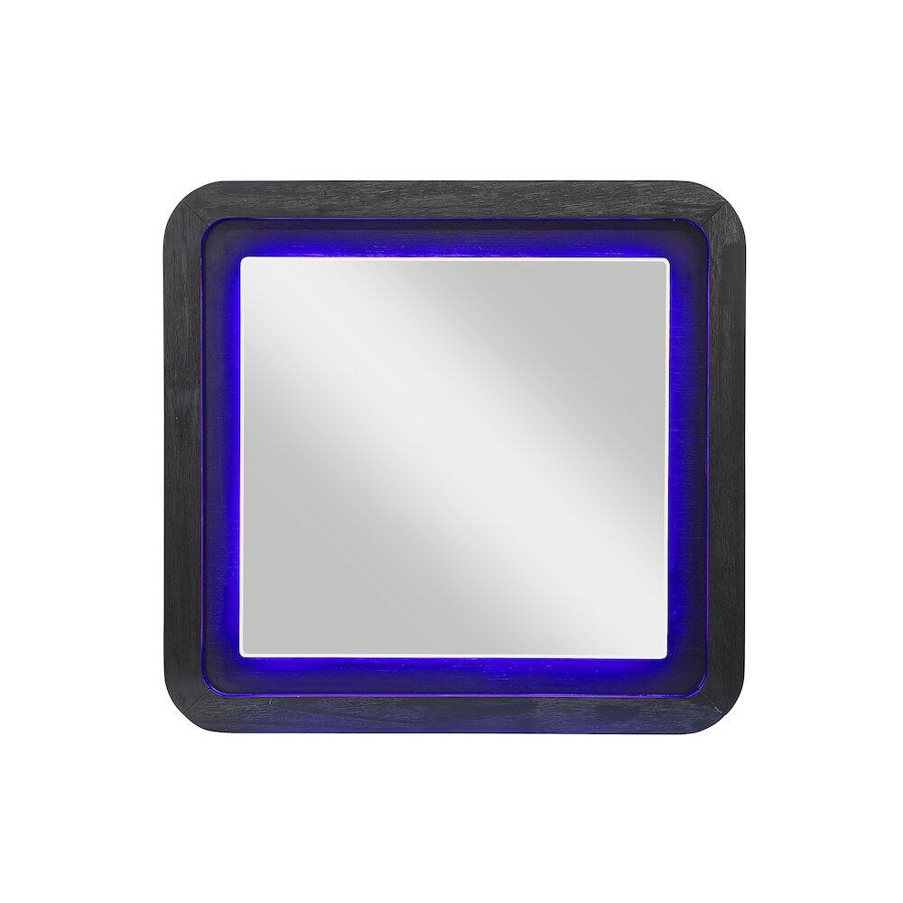Angle. Global Furniture USA - Beckett Wht/Blk Mirror W/ Led - Black,White.