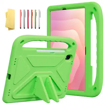 Front. Dteck - For Samsung Galaxy Tab S11 2025 11-inch Rugged Case Kids Friendly EVA Handle Grip Kickstand Shockproof Cover - Green.