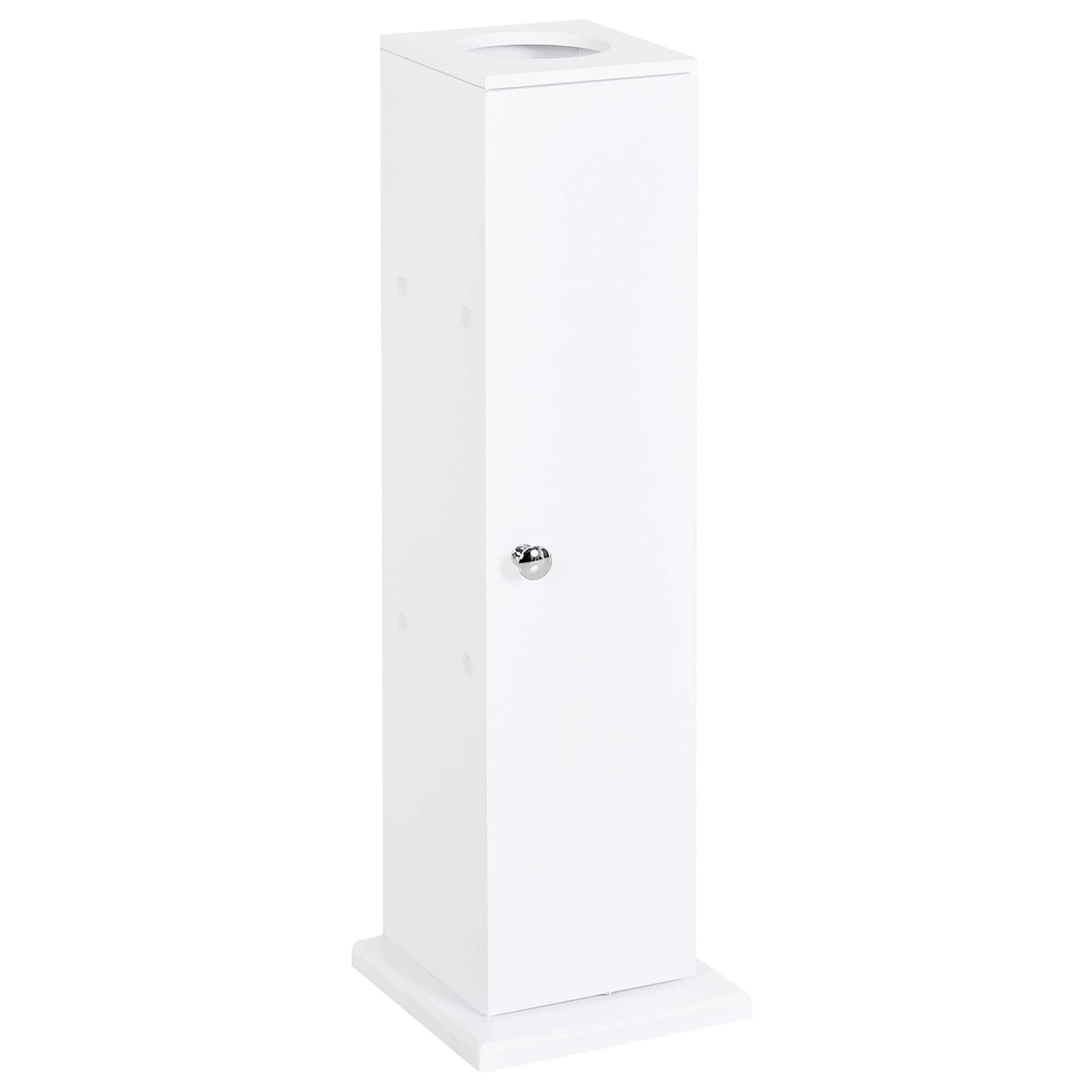 Front. Homcom - Toilet Paper Cabinet, Small Bathroom Corner Floor Cabinet with Doors and Shelves - White.
