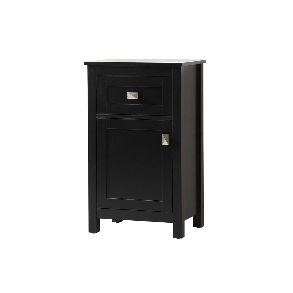 Alt View 4. Elegant Kitchen and Bath - 18 Inch Wide Bathroom Storage Freedstanding Cabinet In Black - Black.