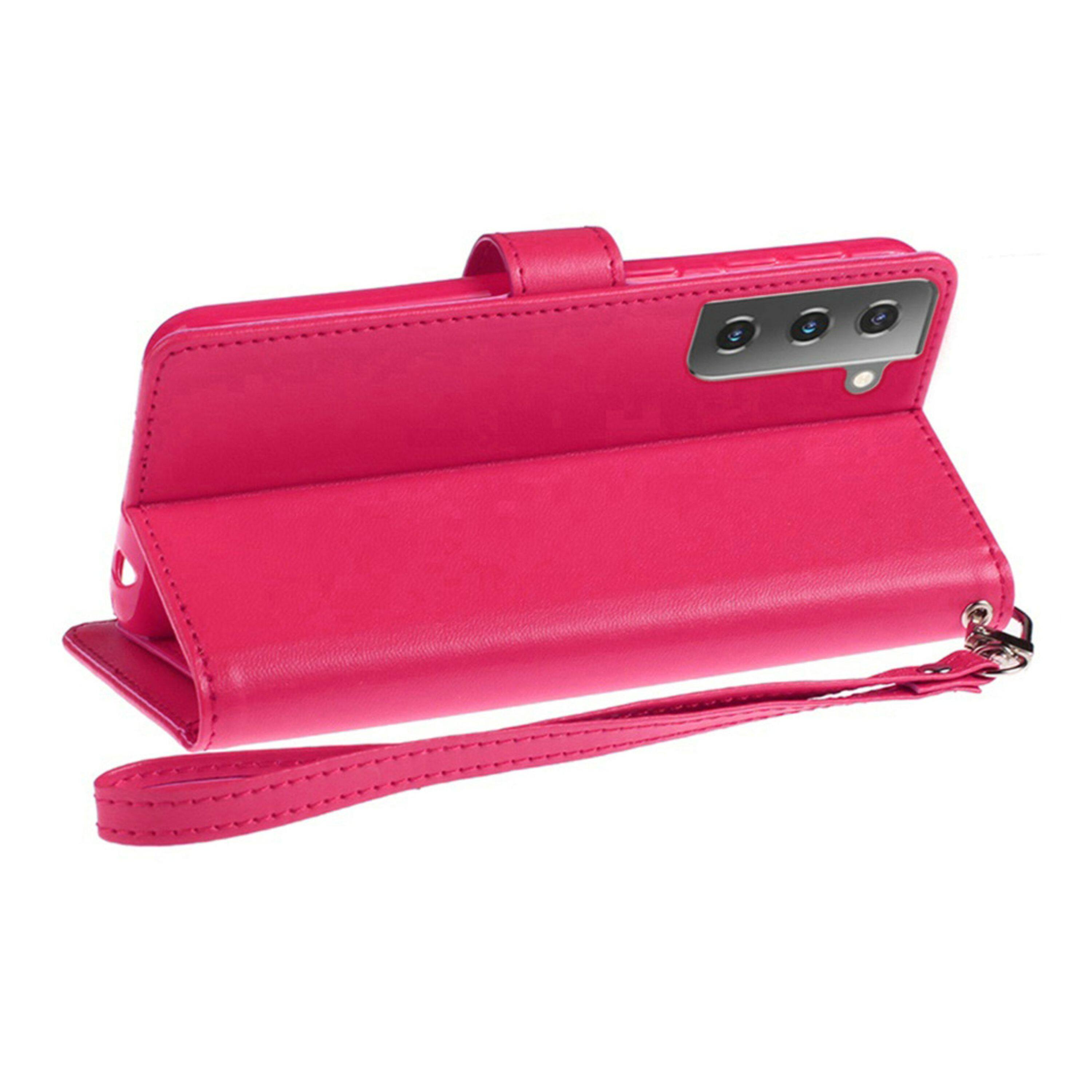 Back. Kitcheniva - PU Leather Phone Wallet Case With Wrist Strap For iPhone 14 Pro Max Hot Pink - Hot Pink.