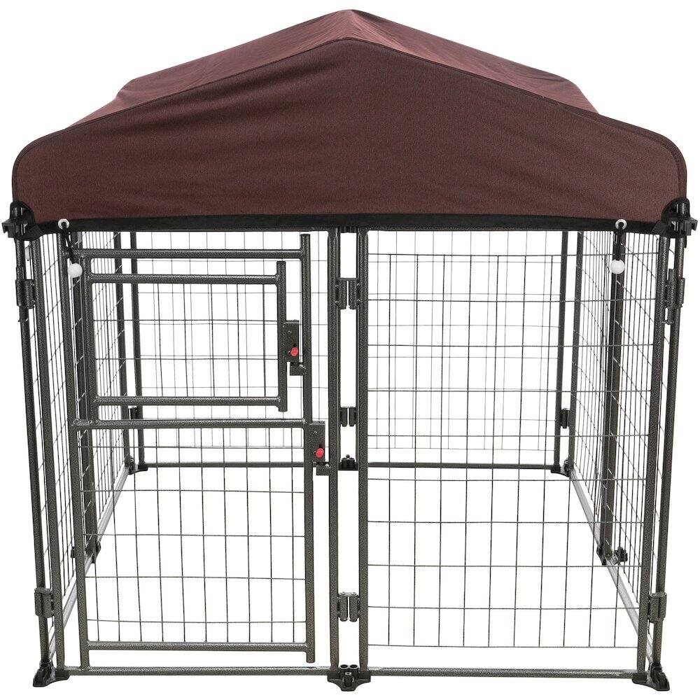 Front. TRIXIE - Deluxe Outdoor Dog Kennel - Black/Burgundy.