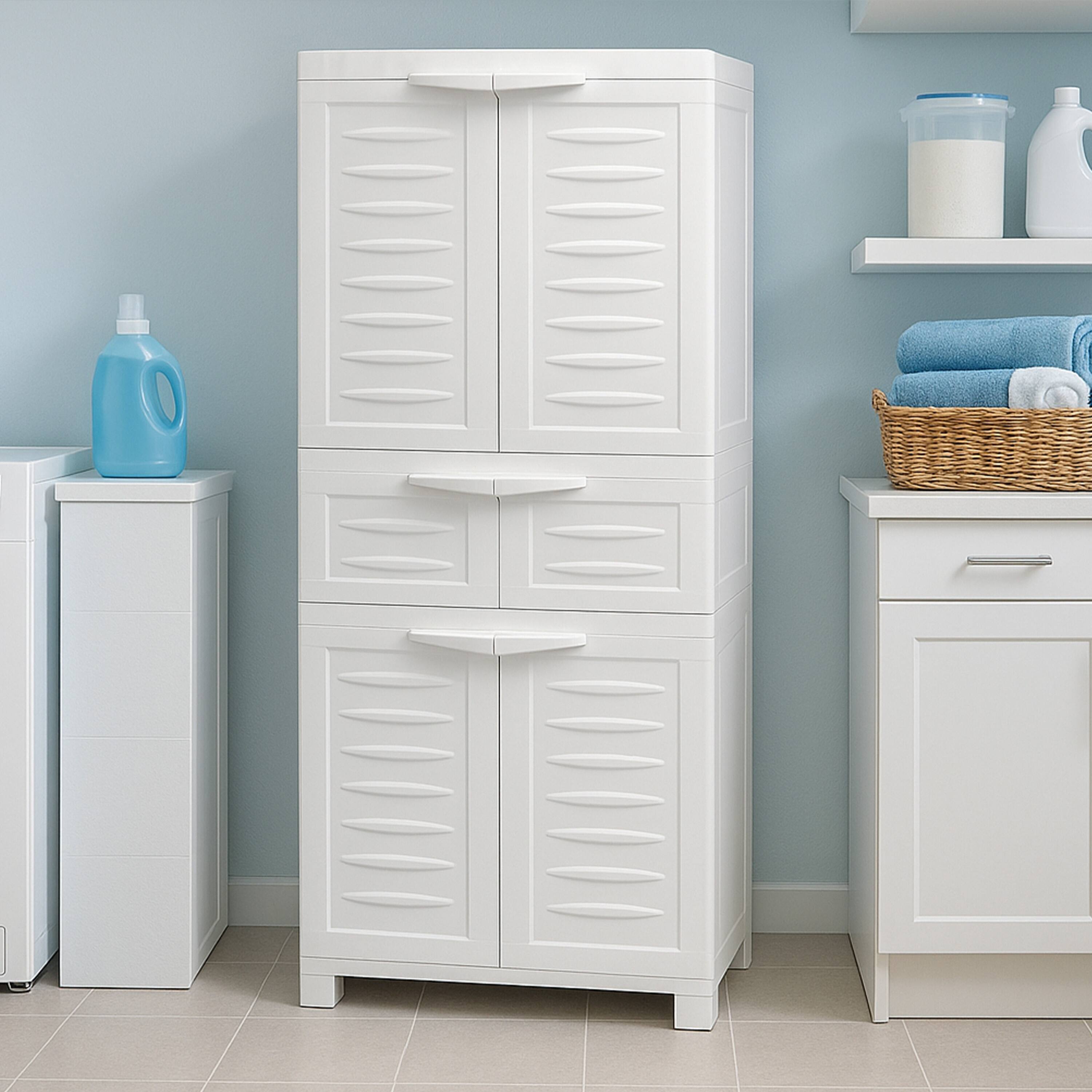 Alt View 8. Sunnydaze - Plastic Storage Cabinet with 2 Shelves - 57" - Speckled White.