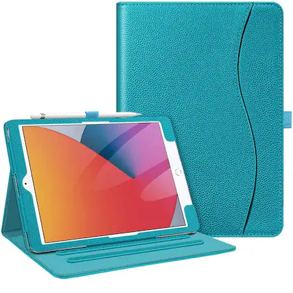 Front. Kitcheniva - Protective Stand Case For iPad 9th 8th 7th Generation 10.2 Inch With Pocket Holder Legacy Teal - Legacy Teal.