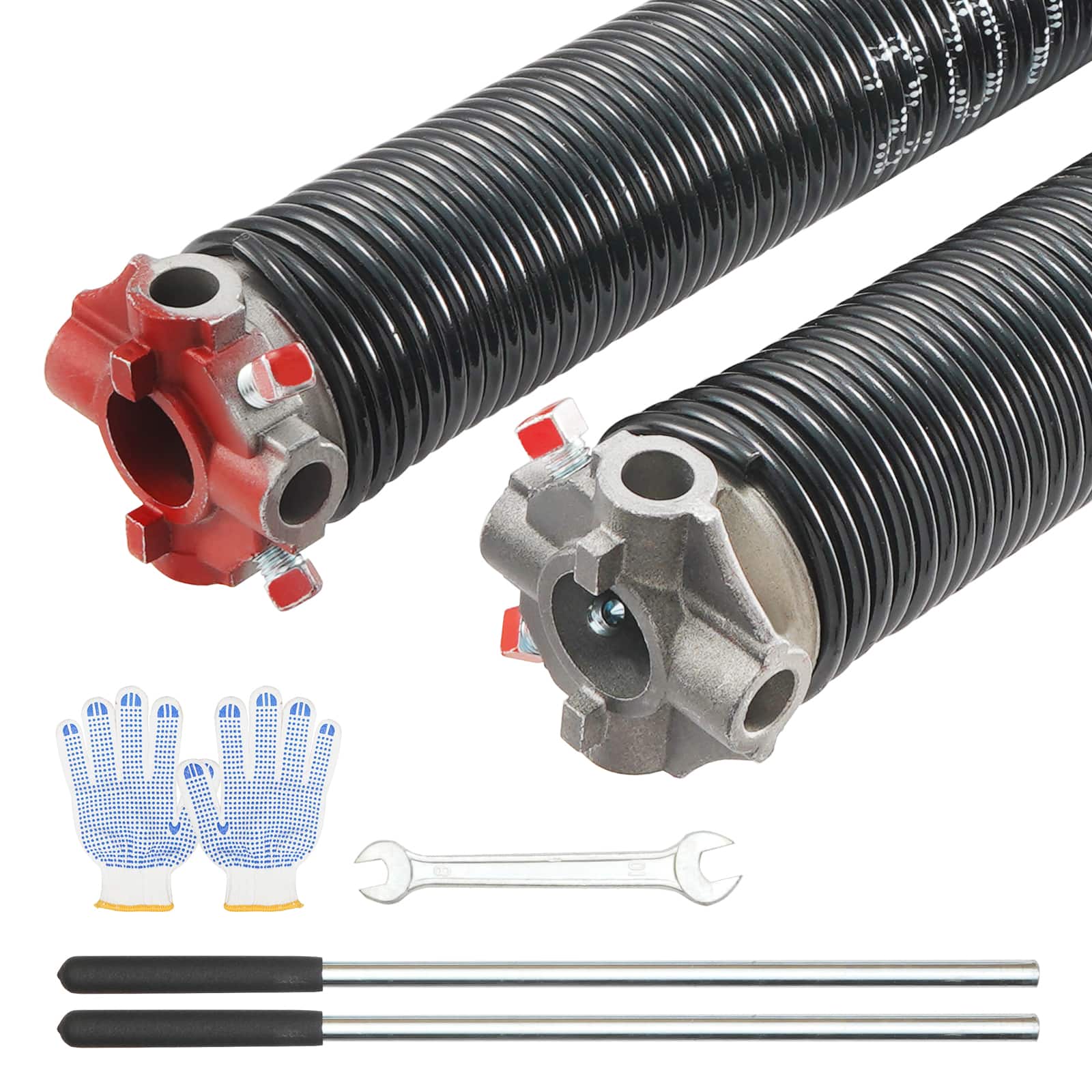 VEVOR - Garage Door Torsion Springs, Pair of 0.207 x 2 x 22inch, 16000 Cycles, Garage Door Springs with Non-Slip Winding Bars - Black