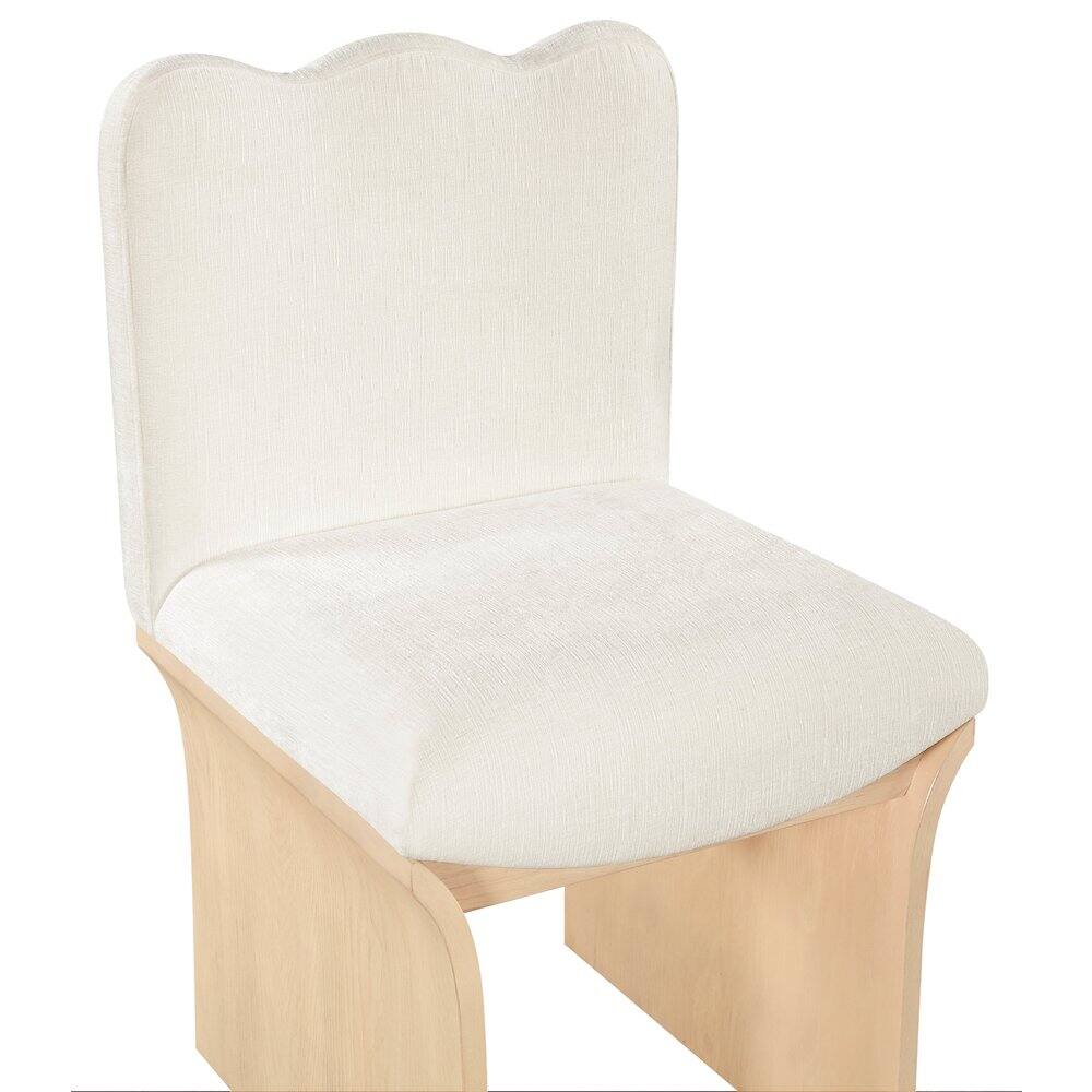 Alt View 4. Meridian Furniture - Shaw Cream Chenille Fabric Upholstered Dining Chair - Brown.
