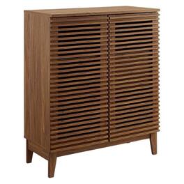 FurniFact - Modern Black Bar Cabinet With Storage Shelf And Durable Finish - Brown