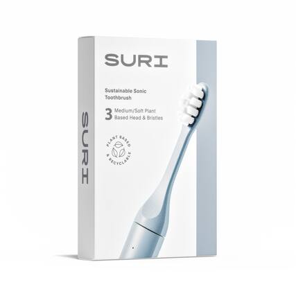 SURI Sustainable Sonic Toothbrush Medium/Soft Plant 3 Based Head & Bristles PLANT BASED SURI RECYCLABLE