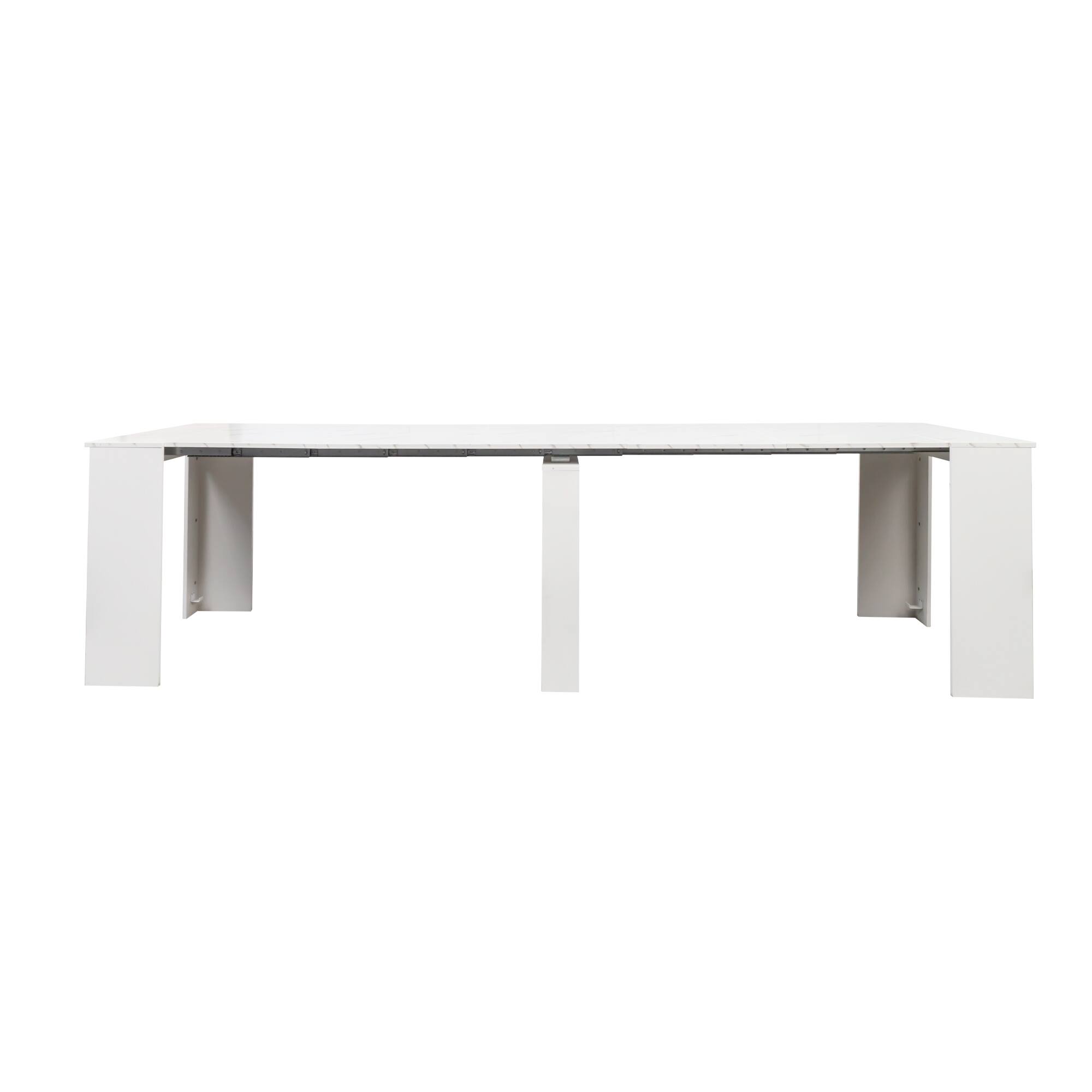 Alt View 8. Tiramisubest - Multifunctional extendable console dining table, White Marble - White,White Marble.