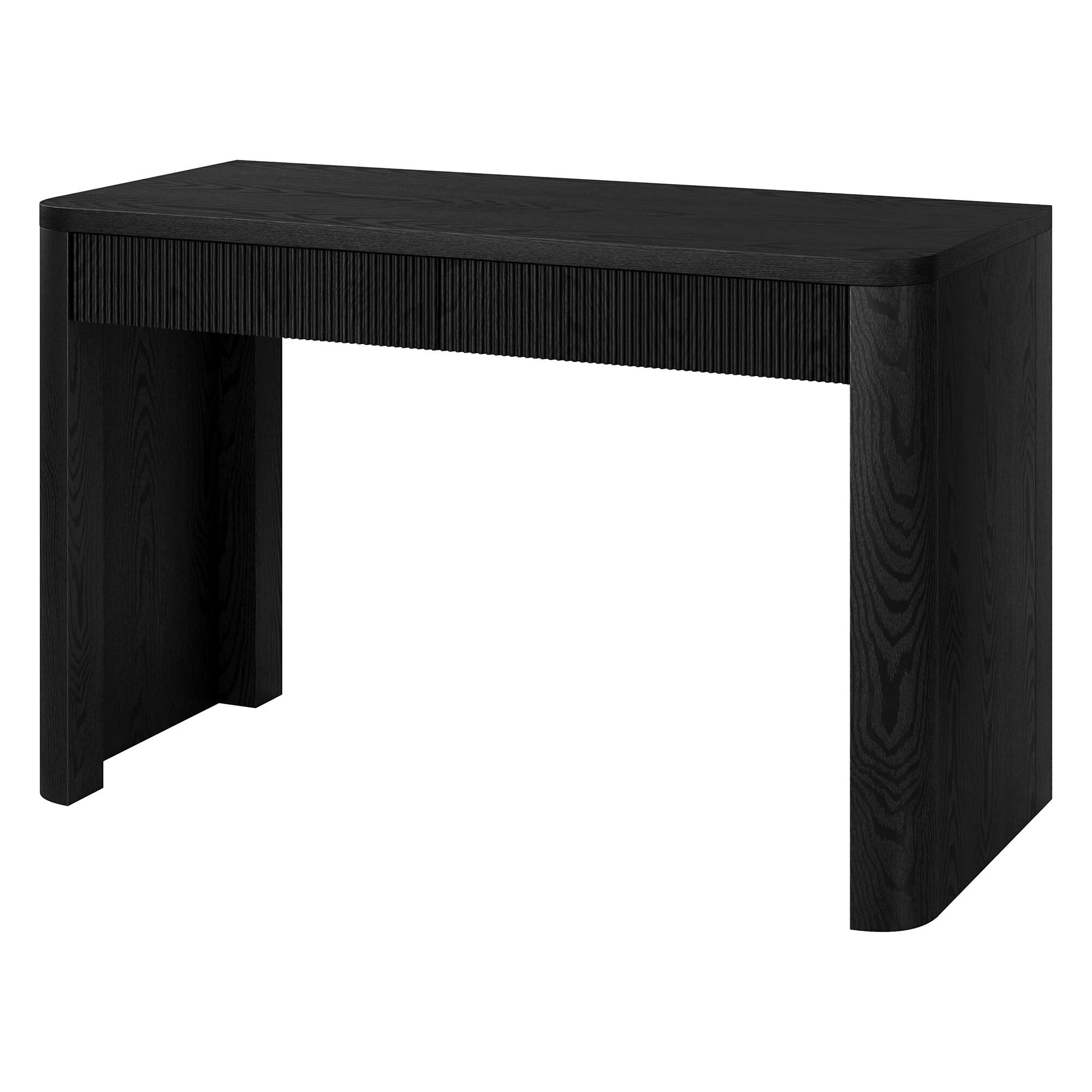 Alt View 2. Hudson&Canal - Palmera 47.5" Wide Rectangular Fluted Desk - Black Grain.