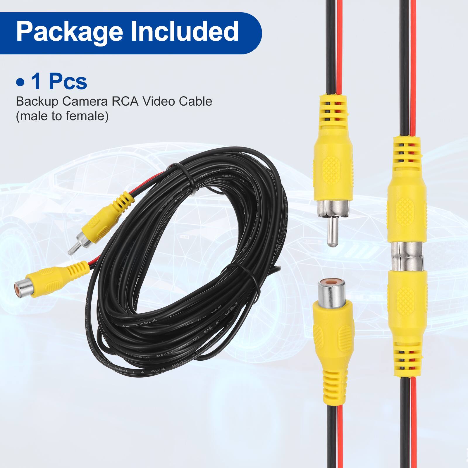 Package Included

- 1 Pcs Backup Camera RCA Video Cable (male to female)