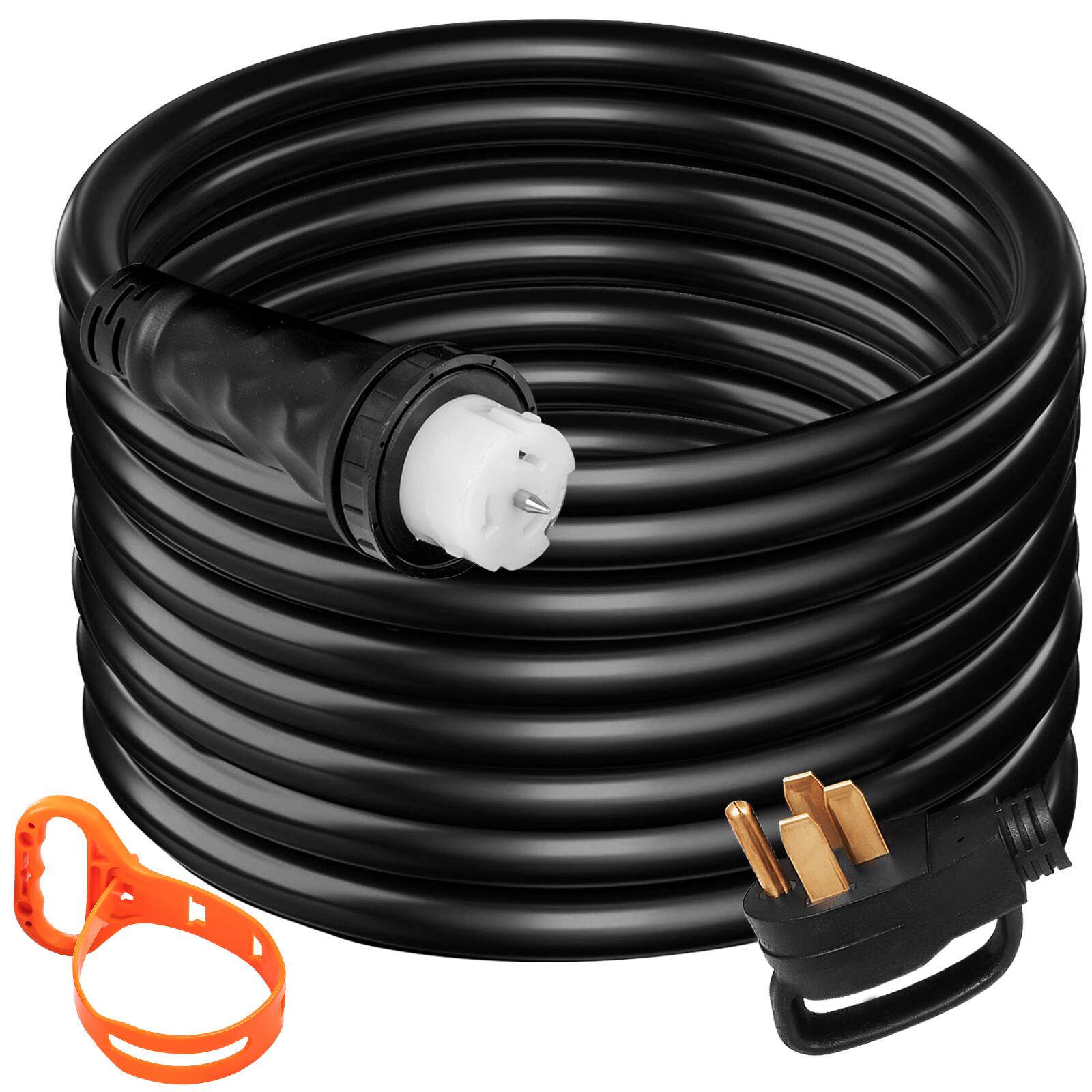 Front. VEVOR - 10Ft 50 Amp Generator Extension Cord STW 6/3 + 8/1 Generator Cord 125V 250V Generator Power Cord - Black.