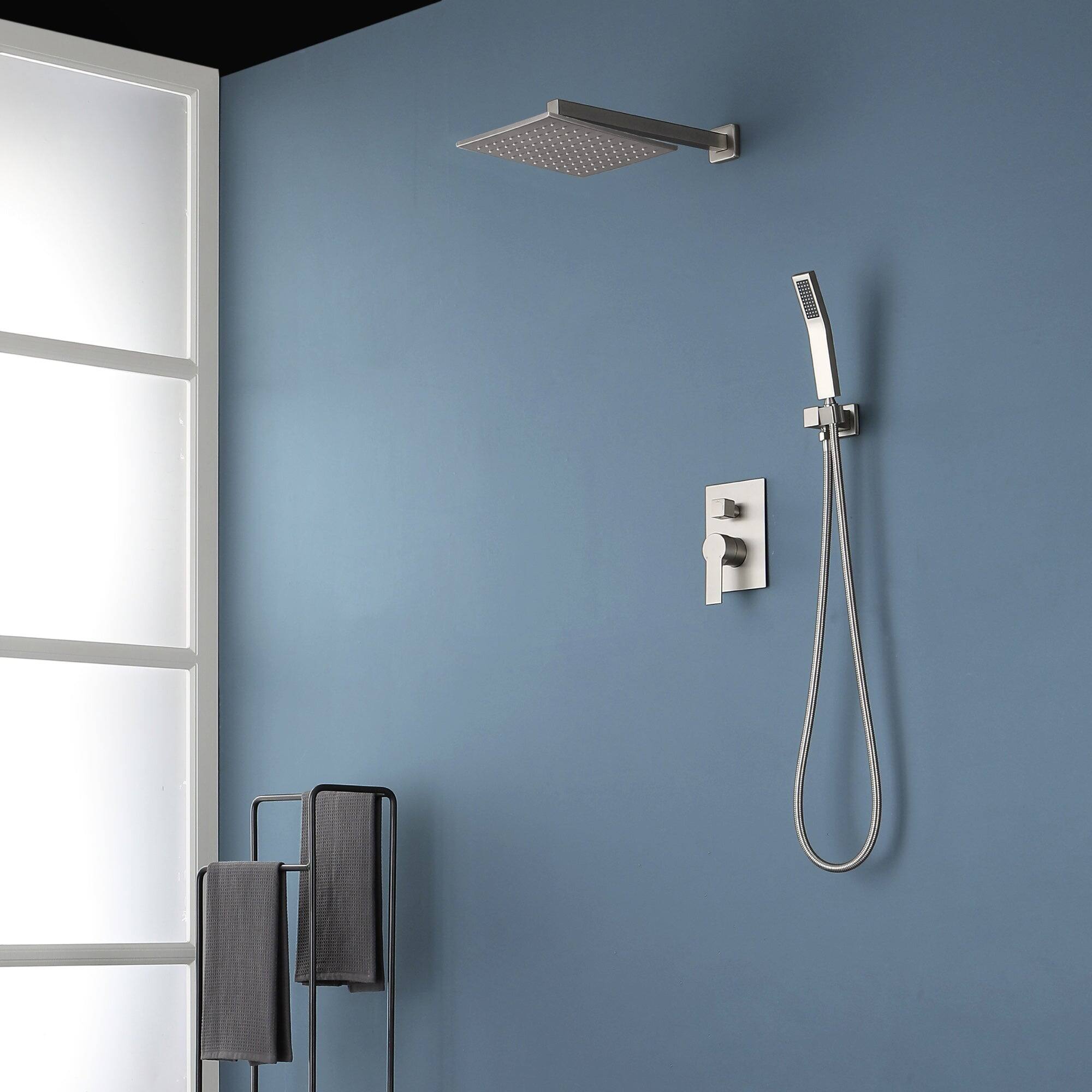 Alt View 1. Boyel Living - Brushed Nickel Shower Set with 10 Inch Rain Shower Head and Hand Shower cUPC Pressure Balance Valve - Brushed Nickel.