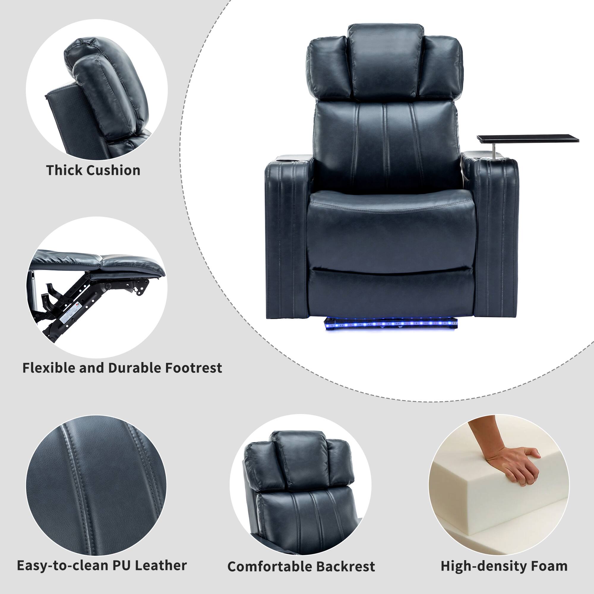 - Thick Cushion
- Flexible and Durable Footrest
- Easy-to-clean PU Leather
- Comfortable Backrest
- High-density Foam