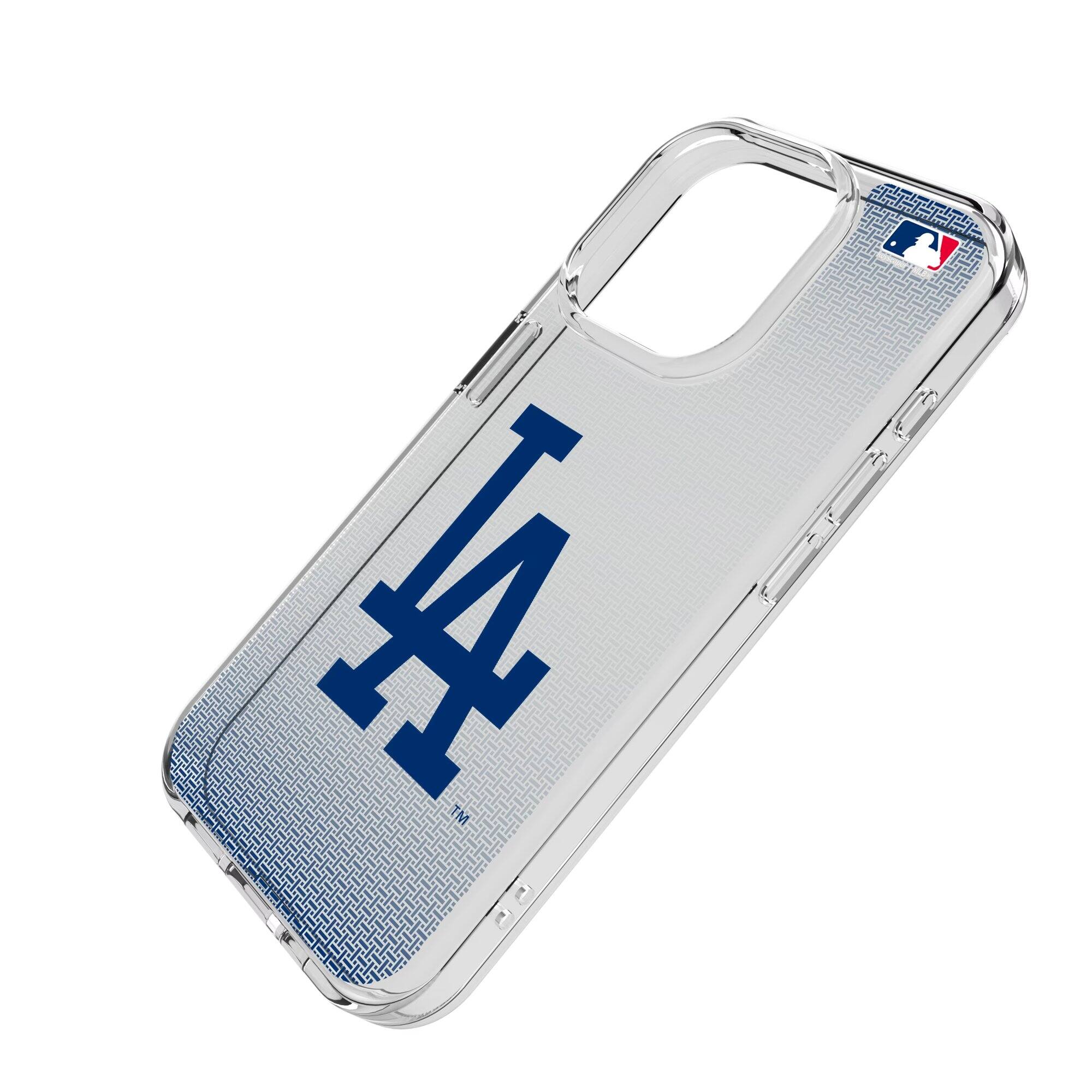 Alt View 1. Keyscaper - Los Angeles Dodgers Linen Logo iPhone Clear Case - 16e - Multicolor.