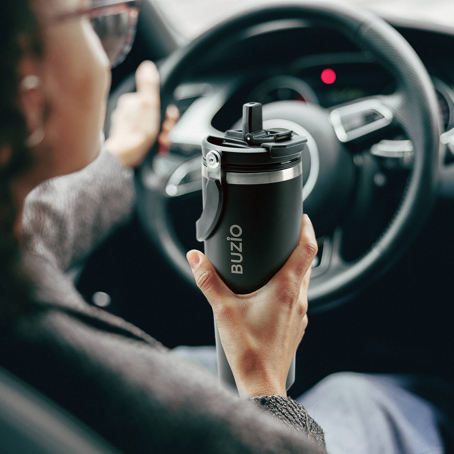 Alt View 16. Buzio - 30oz Tumbler water bottle with Handle - Black.