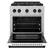 Angle. ZLINE - ZLINE Autograph 30 in. Paramount Satin Steel Gas Range with Black Accents (SGRSZ-WM-30-MB) - White Matte.