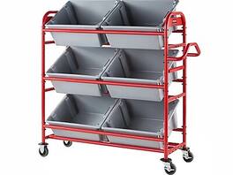 RubberMaid - 3-Shelf Metal Tote Picking Cart - Red