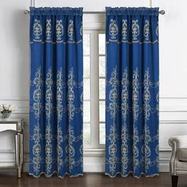 RT Designers Collection - Jayla Stylish & Premium Embroidered Curtain Panel 54" x 90" - Navy