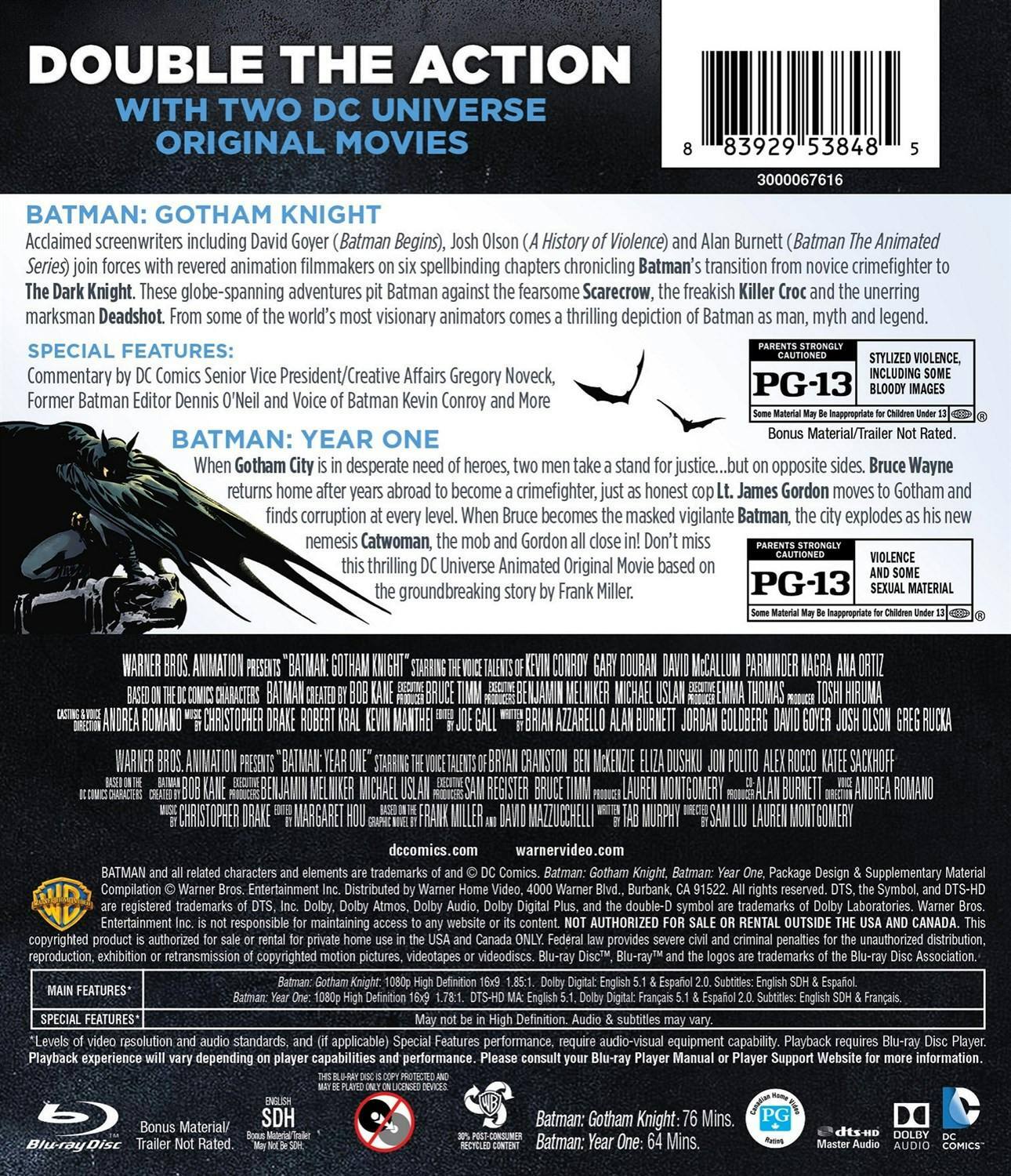 Back. DCU: Batman: Gotham Knight/DCU Batman Year One - (Blu-ray Double Feature) [Blu-ray].