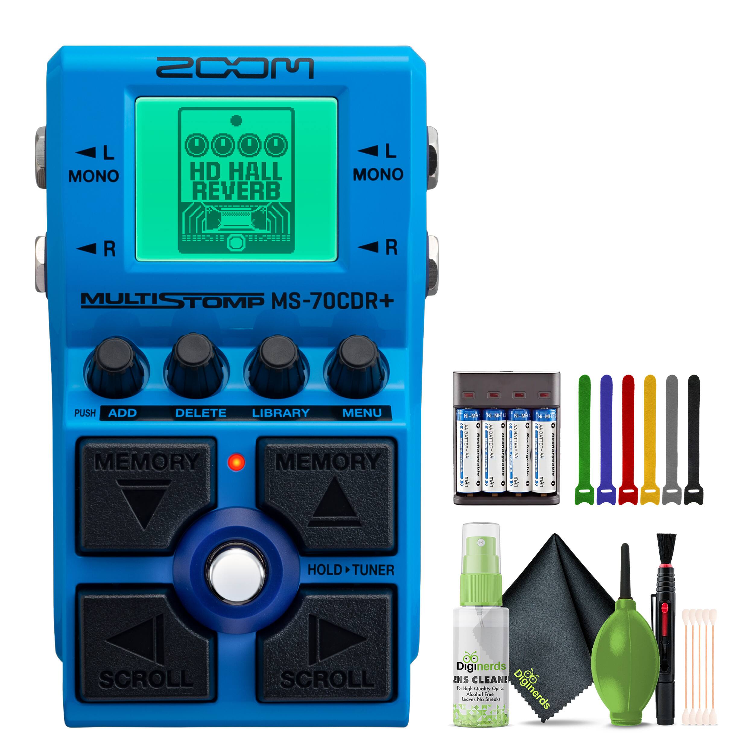Zoom - MS-70CDR+ Multistomp Chorus/Delay/Reverb Pedal with Batteries and More Bundle - Blue