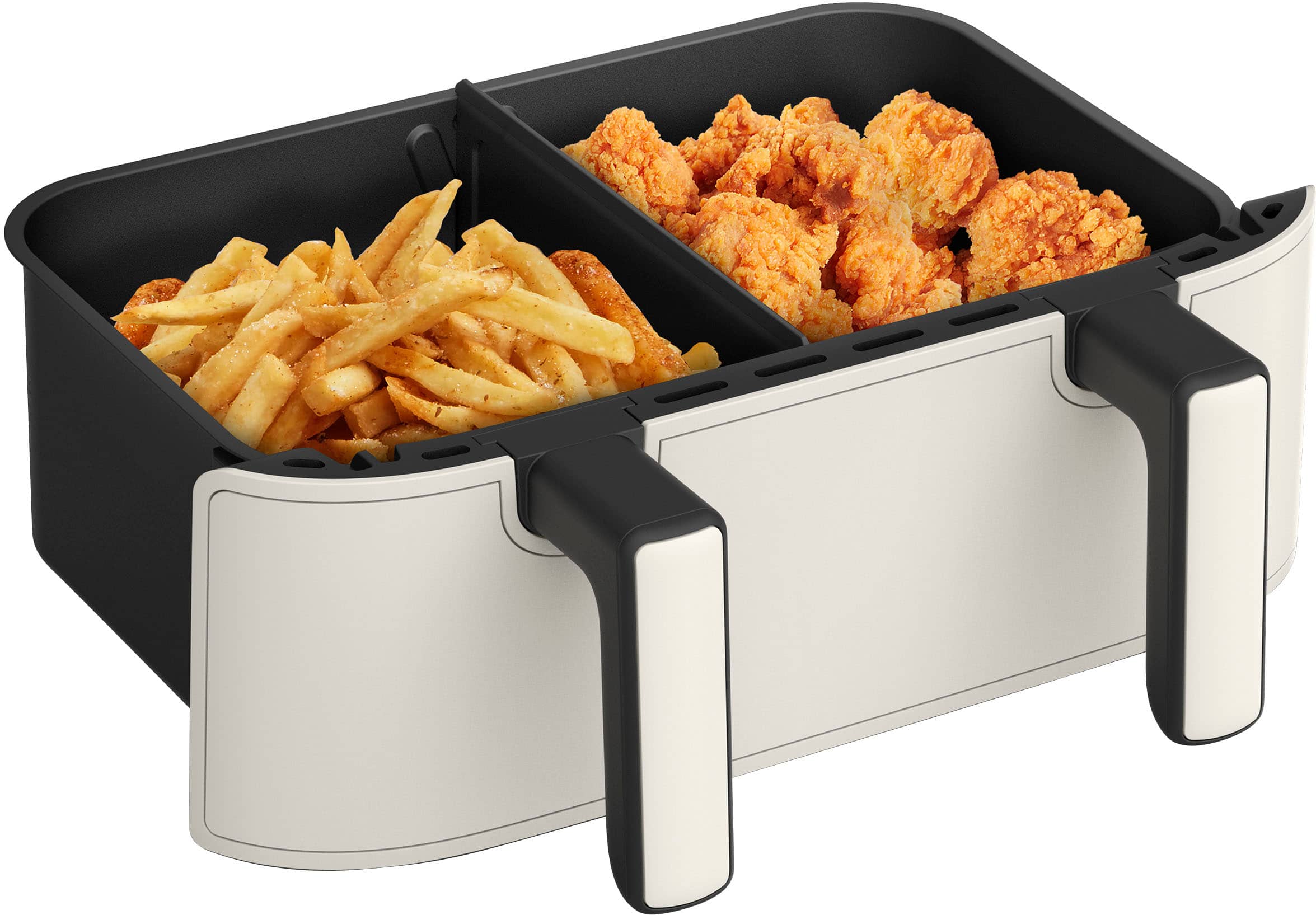 Alt View 13. bella PRO - 4-qt. TriZone Touchscreen Air Fryer with Dual Flex Basket - Oatmilk.