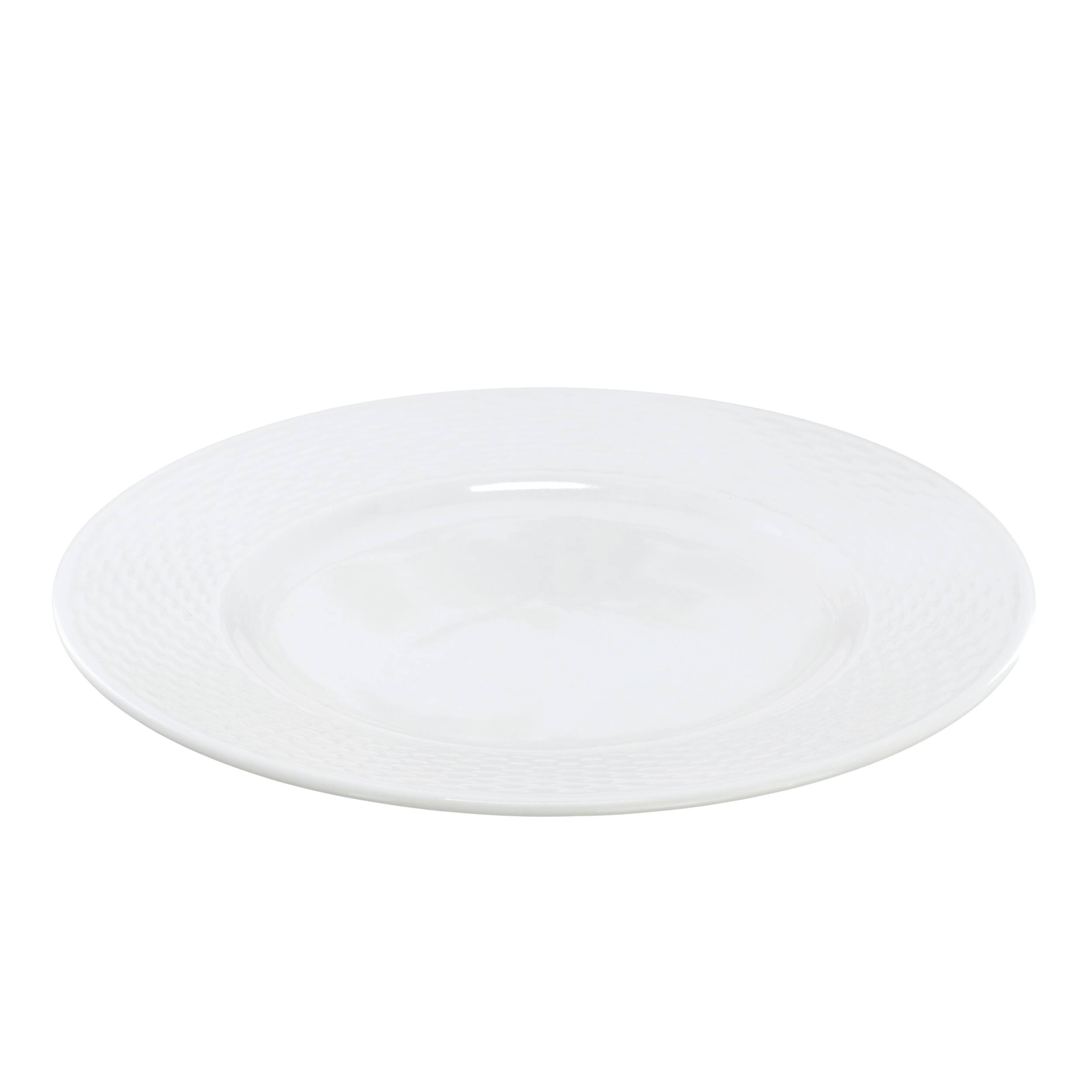 Left. Elama - Elama Ophelia 6 Piece Stoneware Dinner Plate Set in White - White.