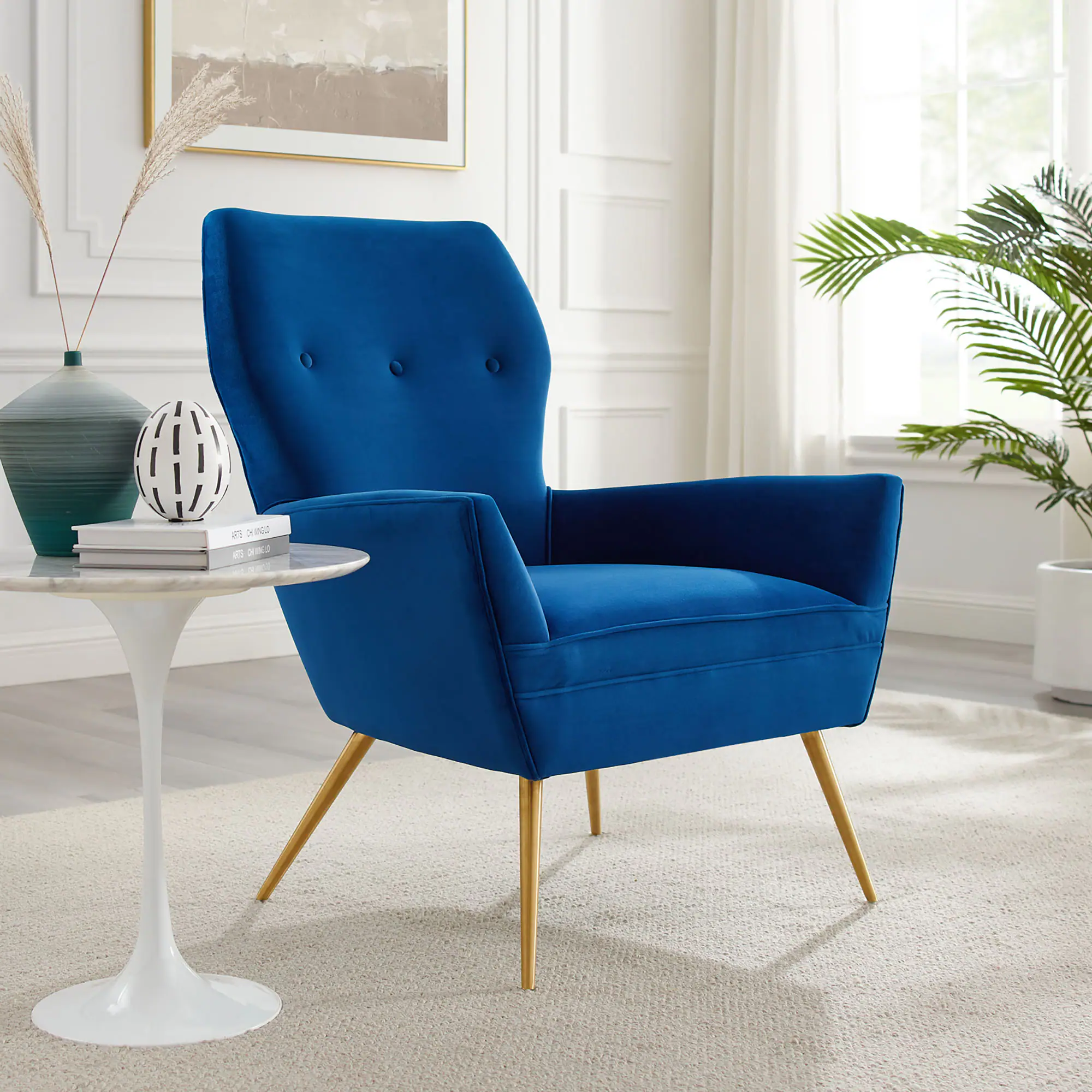 Navy Velvet Armchair