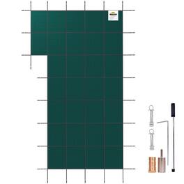 VEVOR - 18 ft x 34 ft Rectangular Winter Pool Cover with Left Step, Triple Stitched, High Strength Mesh PP Material - Green