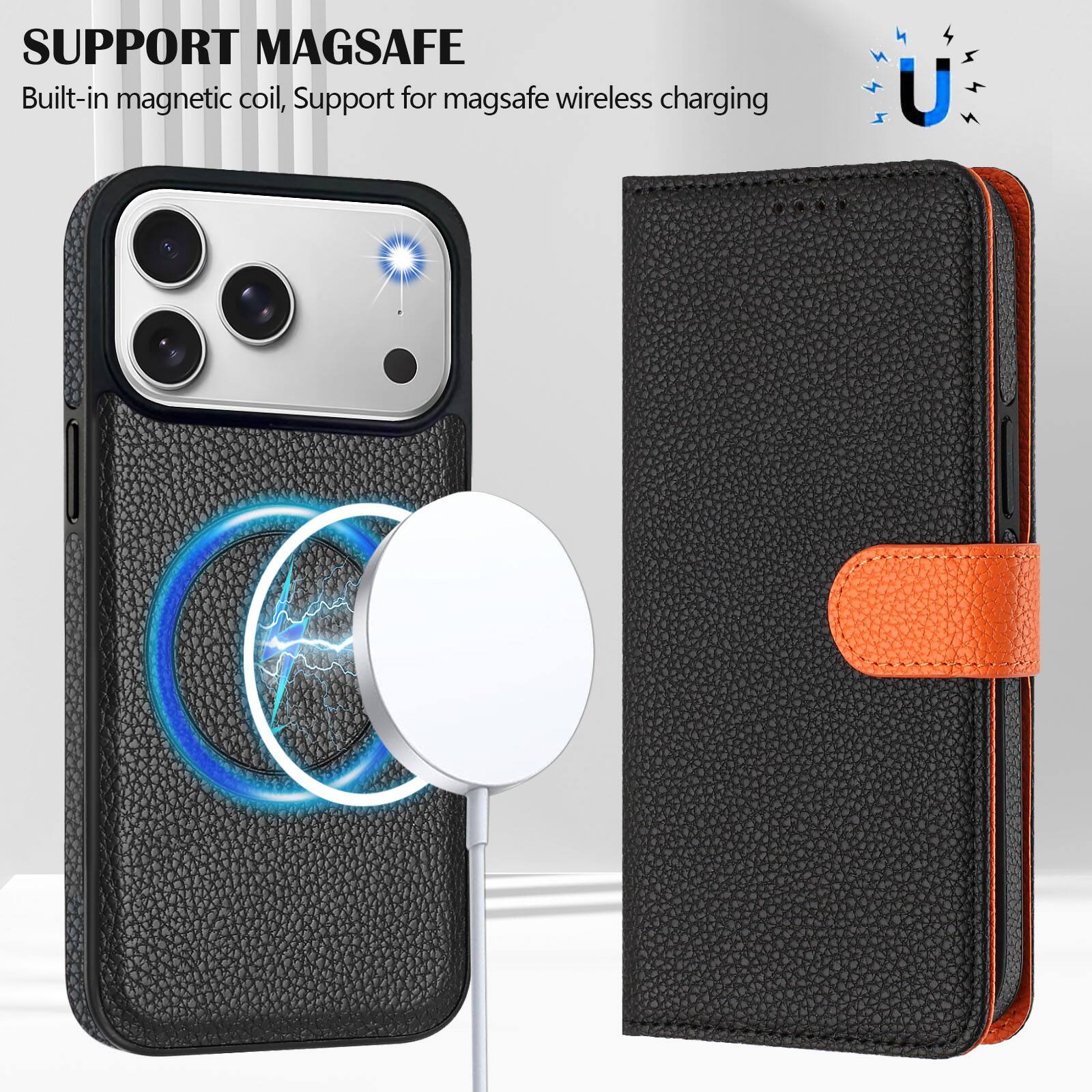 SUPPORT MAGSAFE  
Built-in magnetic coil, Support for magsafe wireless charging