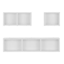 Danya B - Bauhaus Floating Geometric Cubby Wall Shelves - Set of 3 Sizes - White