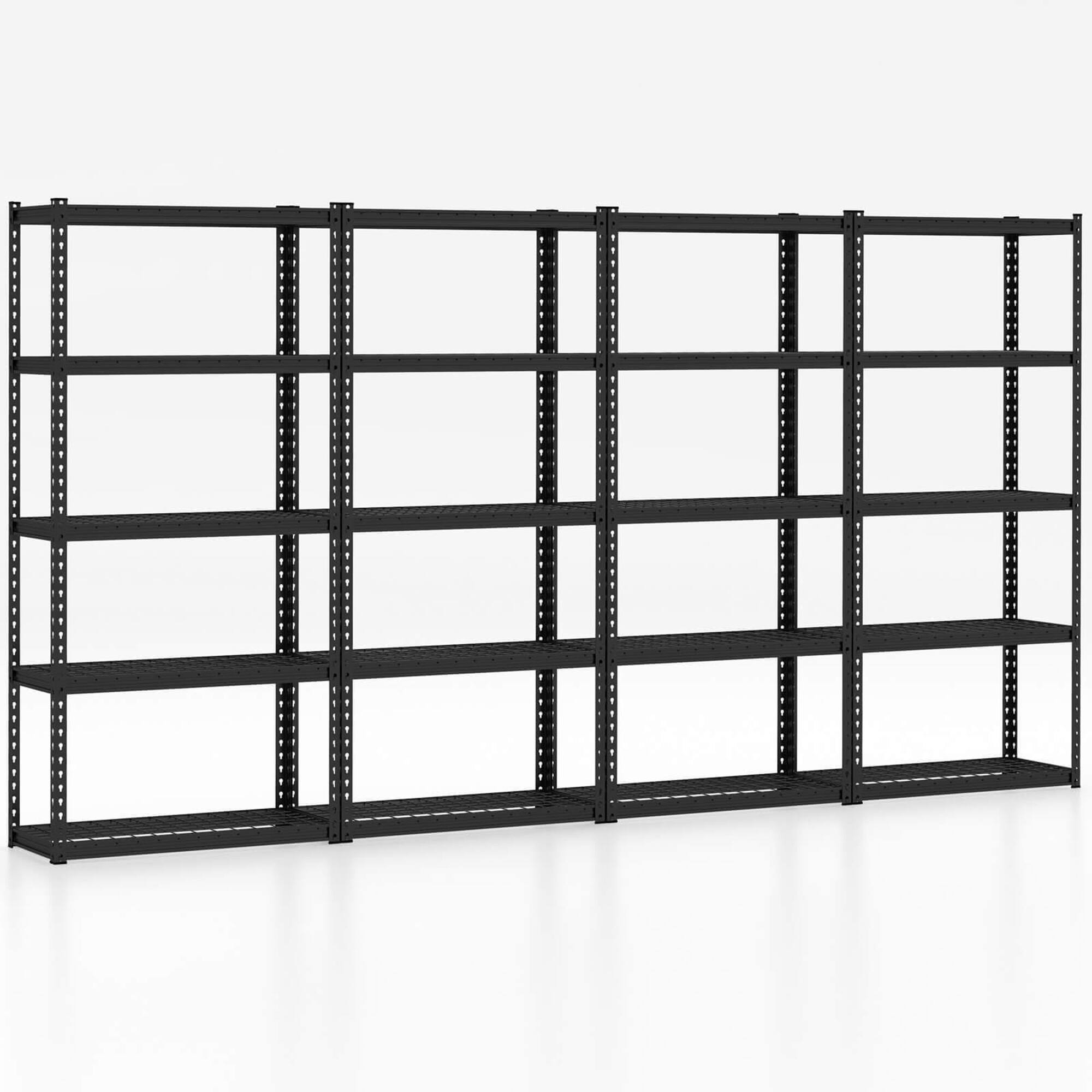 Front. Gymax - Gymax 4PCS 5-Tier Storage Shelf Heavy Duty Storage Utility Rack Shelf w/Anti-tipping Device - Black.
