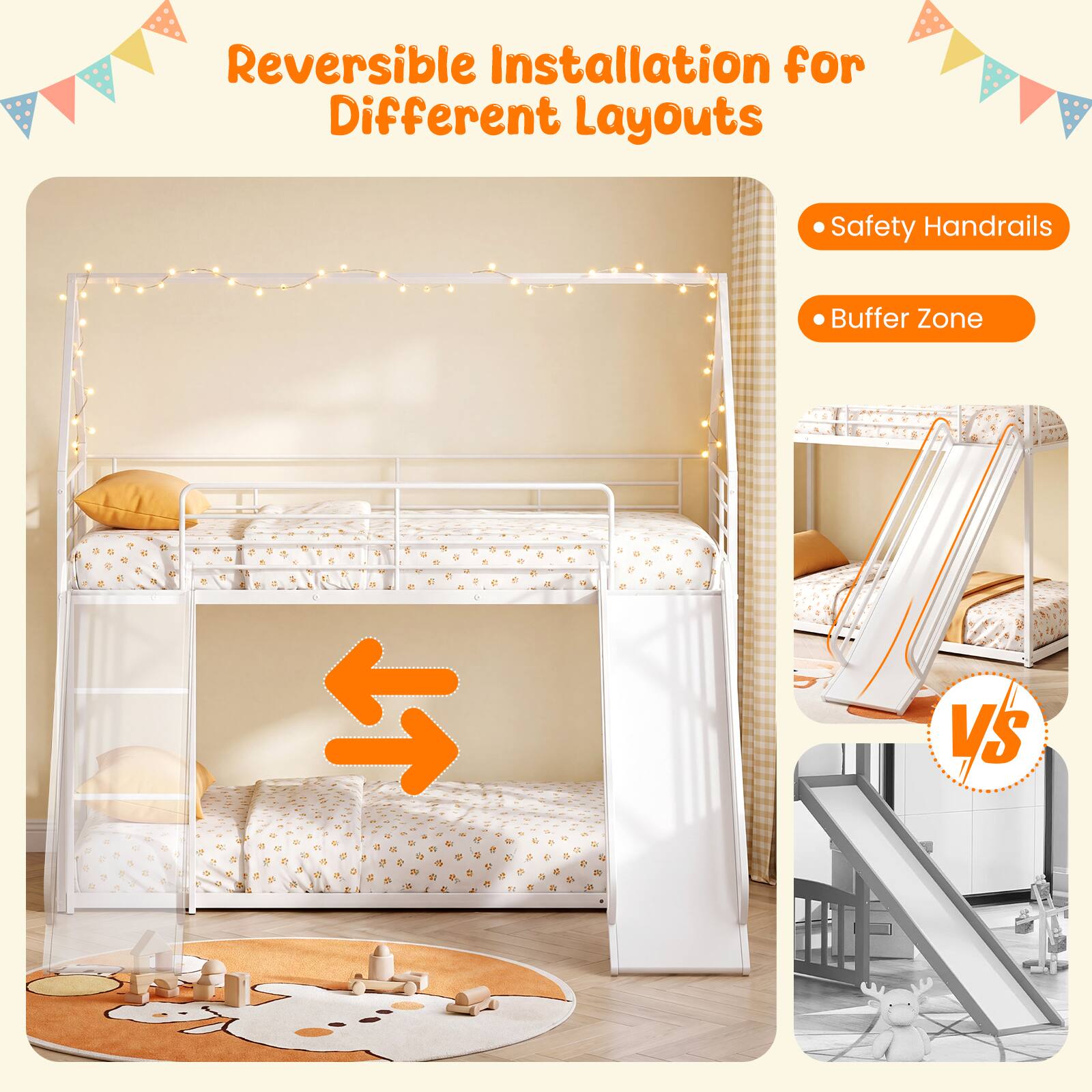 Reversible Installation for Different Layouts

- Safety Handrails
- Buffer Zone
