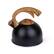 Front. Elle Decor - 3Quart Black Whistling Tea Kettle with Heat Resistant Handle, Tapered Marble Finish Stovetop & Gas Tea Kettle - Black.