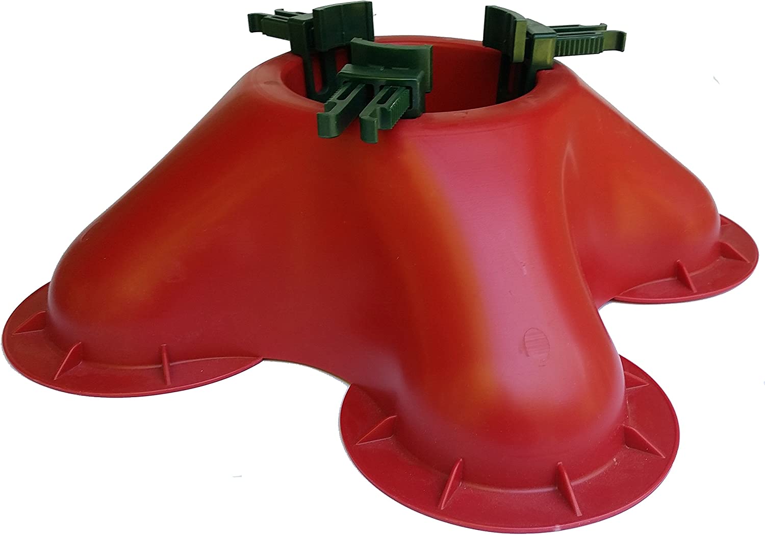 Front. Northlight - Red Christmas Tree Stand with Clamping System - For Live Trees up to 7' - Red.