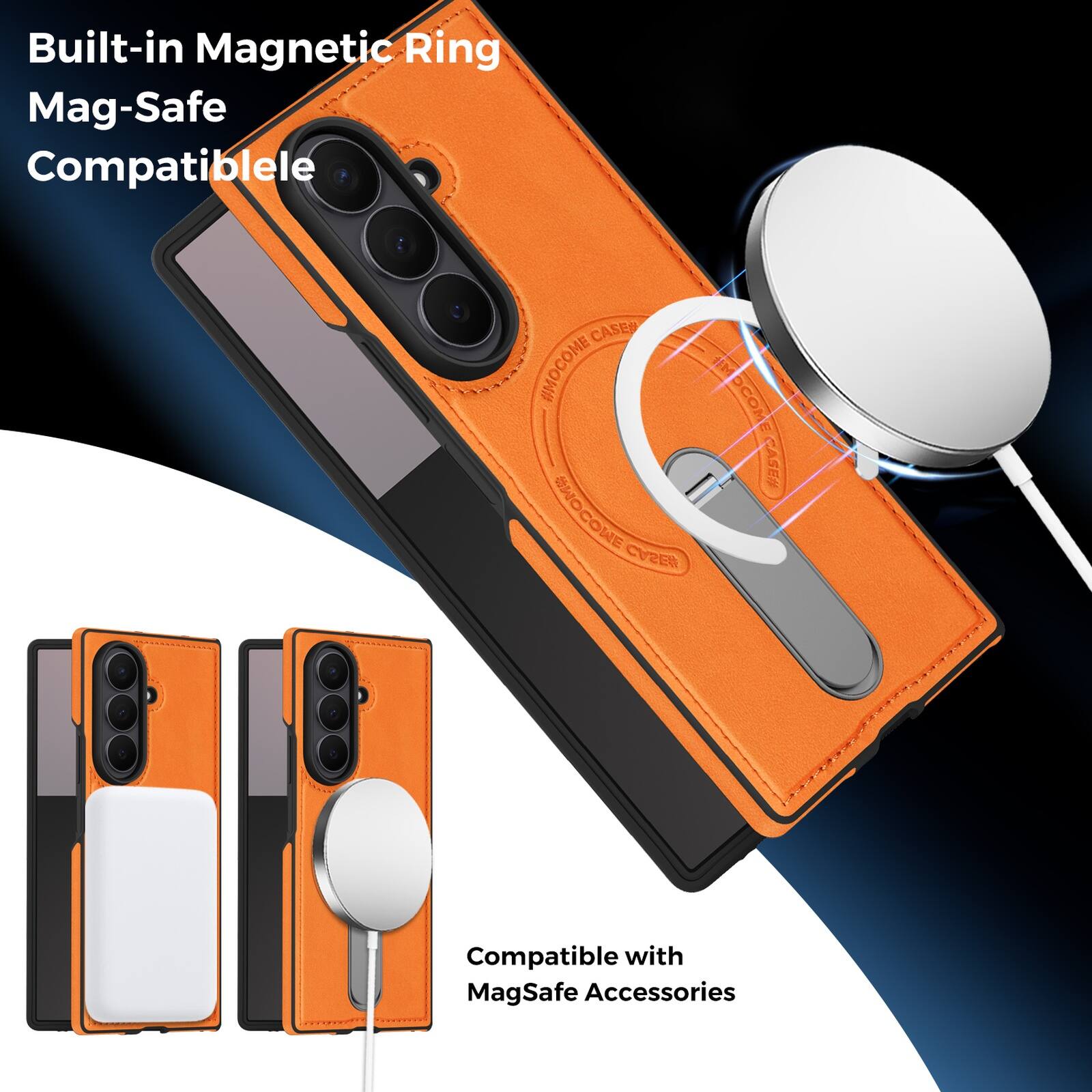 Built-in Magnetic Ring  
Mag-Safe Compatible  

Compatible with MagSafe Accessories