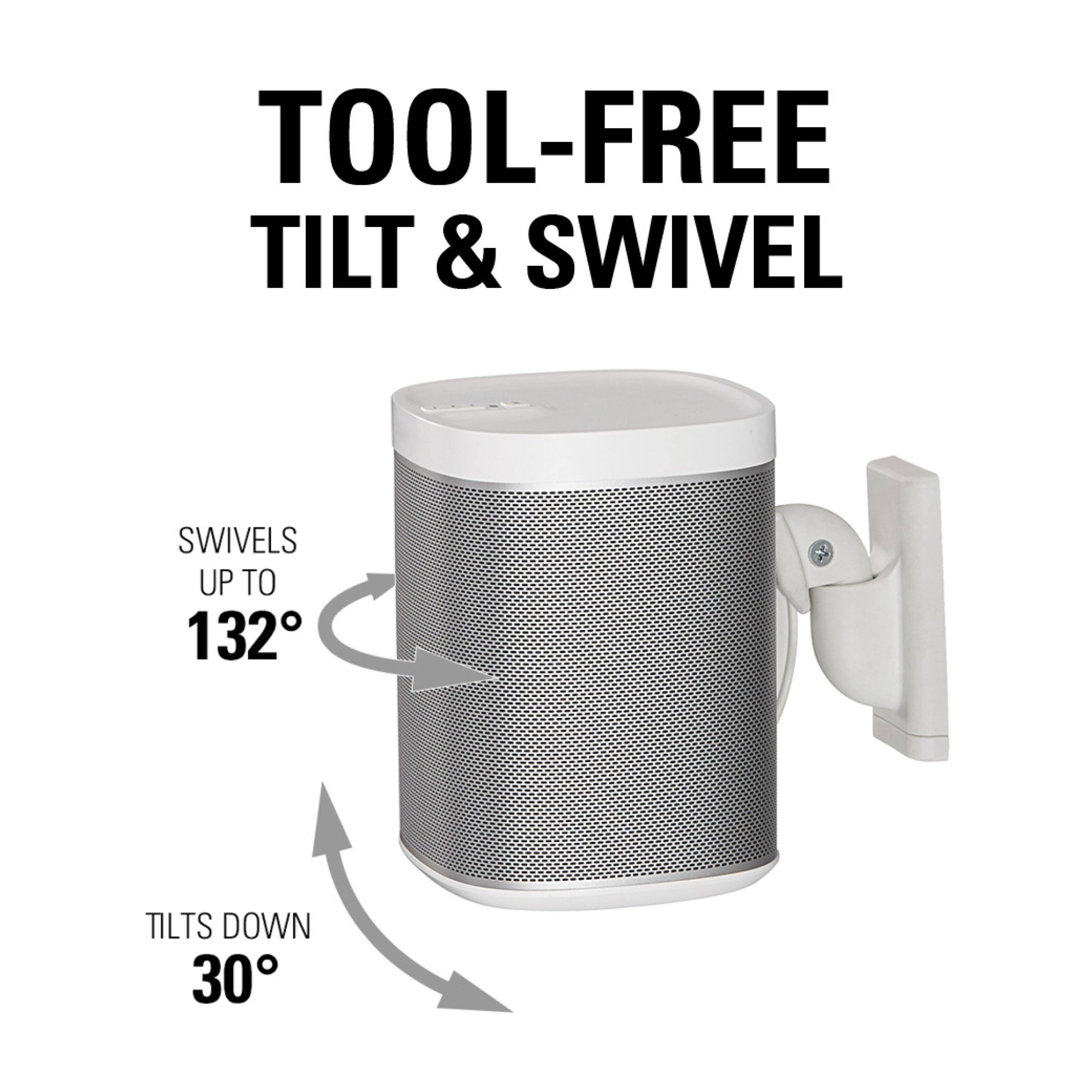 Tool-Free Tilt & Swivel: Swivels up to 132 degrees and tilts down 30 degrees.